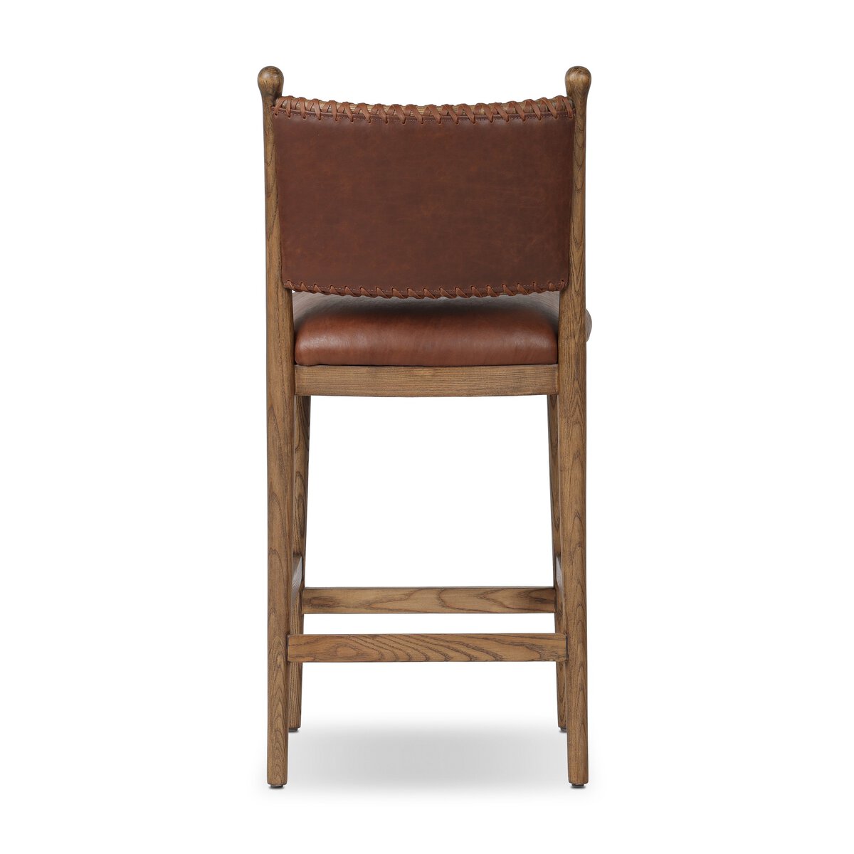 Scottie Top Grain Leather Counter Stool - Dulane Mahogany + Ash