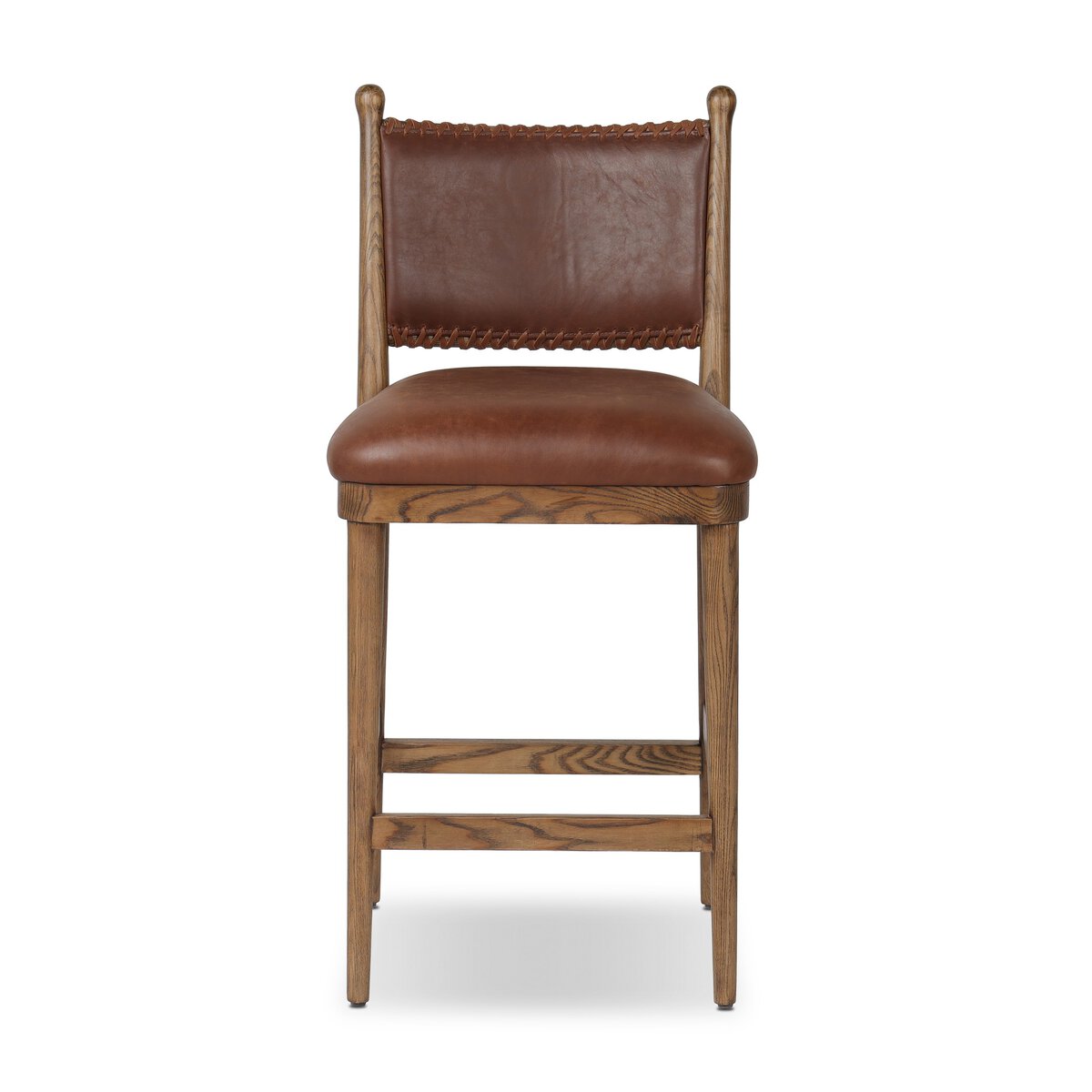 Scottie Top Grain Leather Counter Stool - Dulane Mahogany + Ash