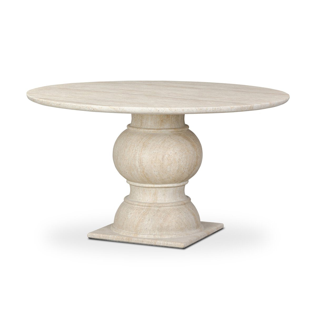 Elliana 55" Concrete + Travertine Round Dining Table