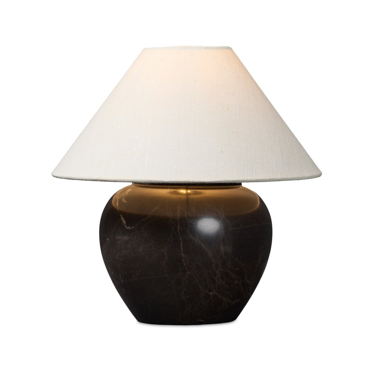 Devon 14" Table Lamp - Brown Italian Marble