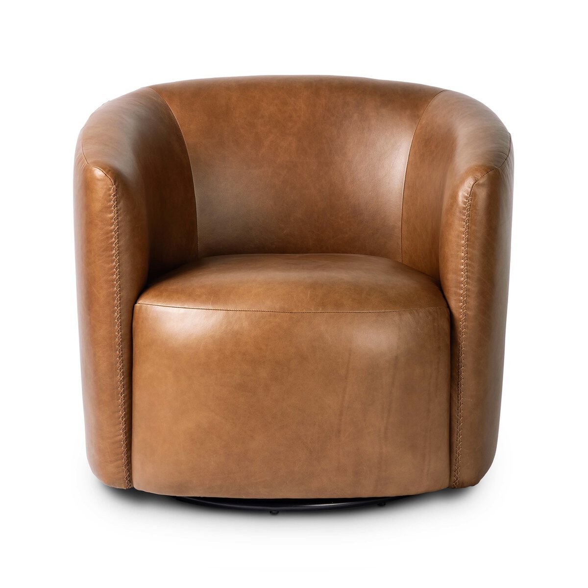 Selena 33" Top Grain Leather Swivel Chair - Sonoma Chestnut