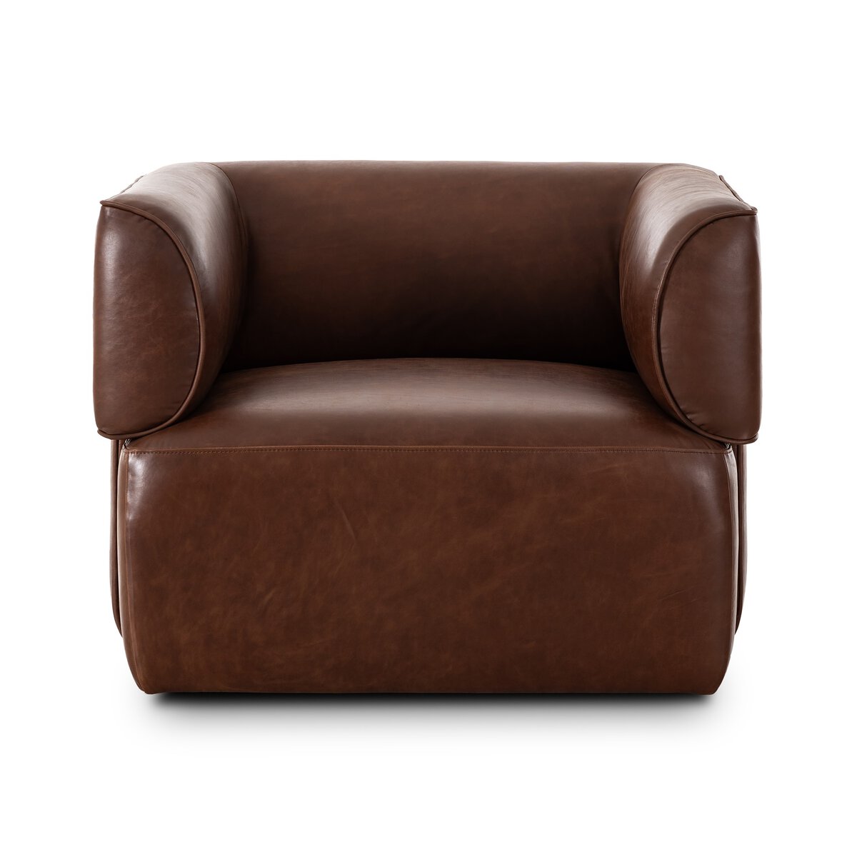 Lance 36" Top Grain Leather Swivel Chair - Dulane Mahogany