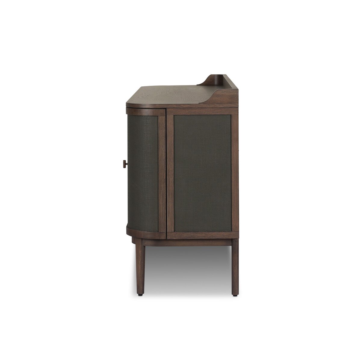 Imogen 73" Oak 4 Door Sideboard - Saddle Brown + Dark Green Linen