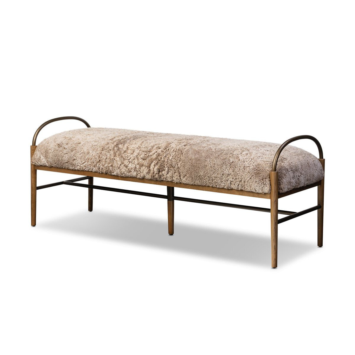 Danielle 60" Accent Bench - Beige + Brass
