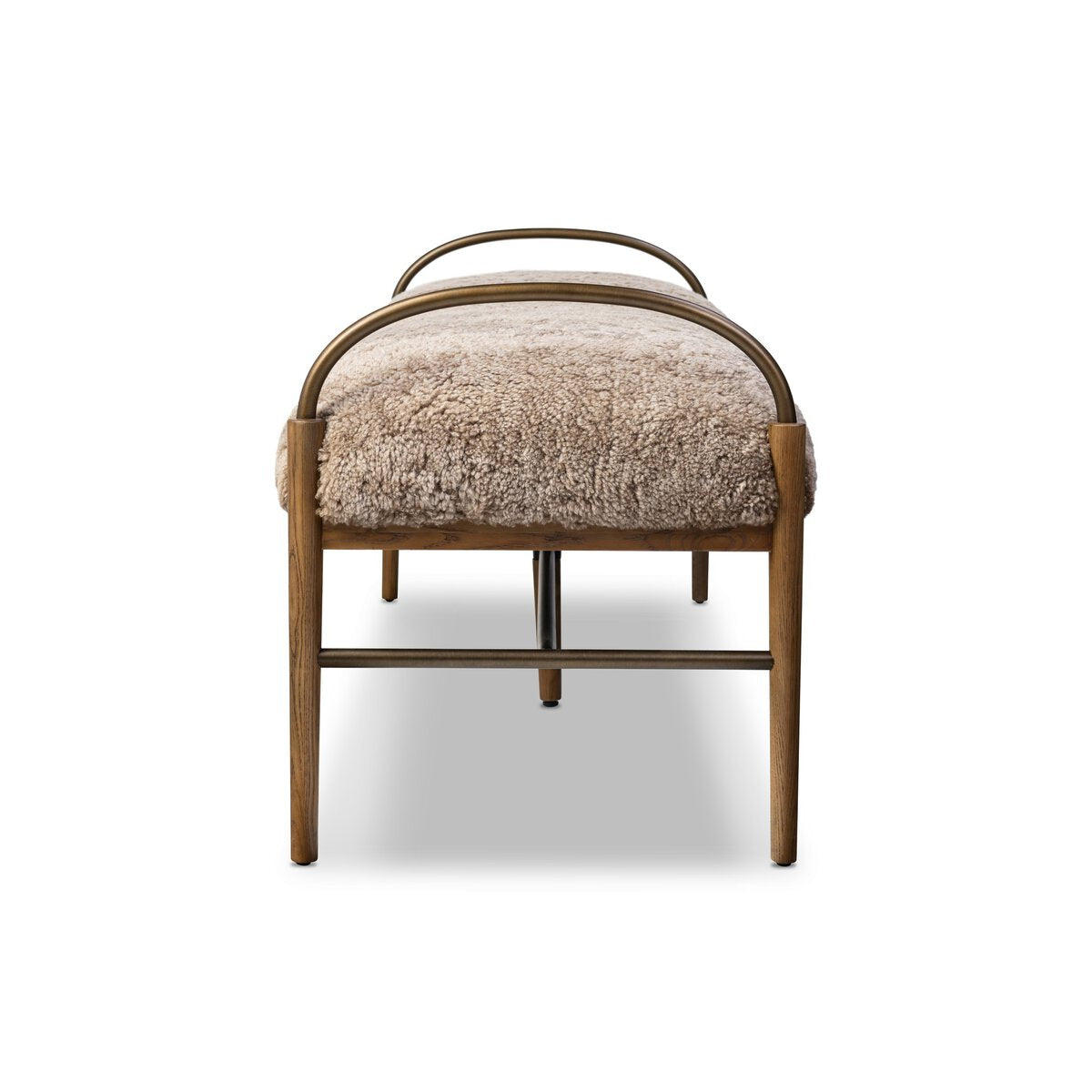 Danielle 60" Accent Bench - Beige + Brass