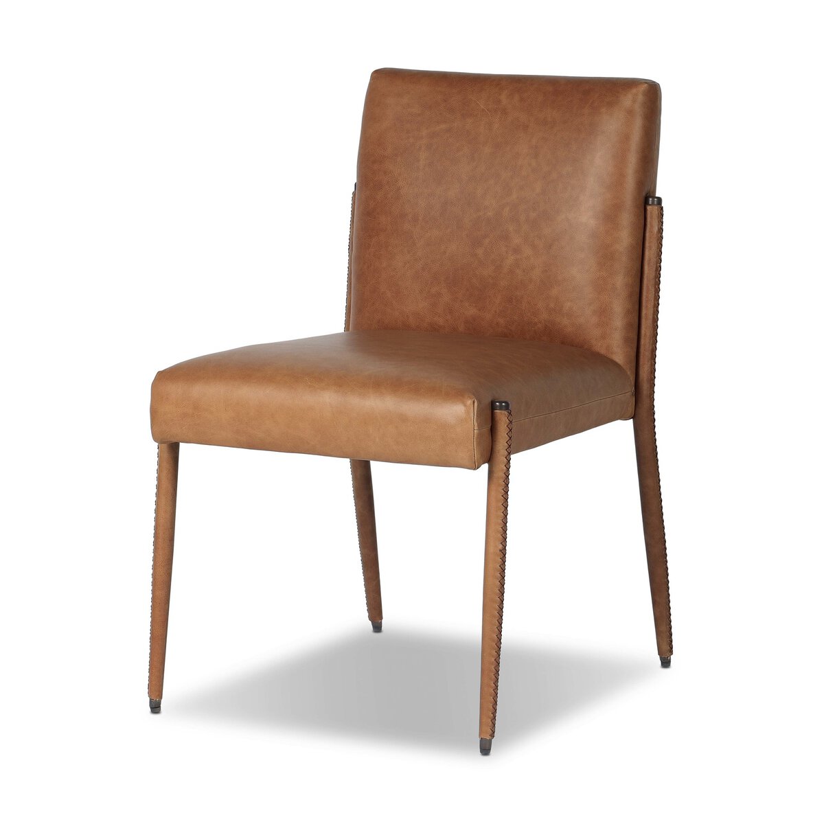 Quinn 20" Top Grain Leather Dining Chair - Chaps Saddle