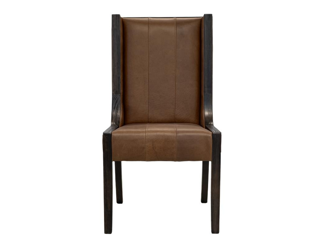 Franz Top Grain Leather Dining Chair - Cognac & Walnut