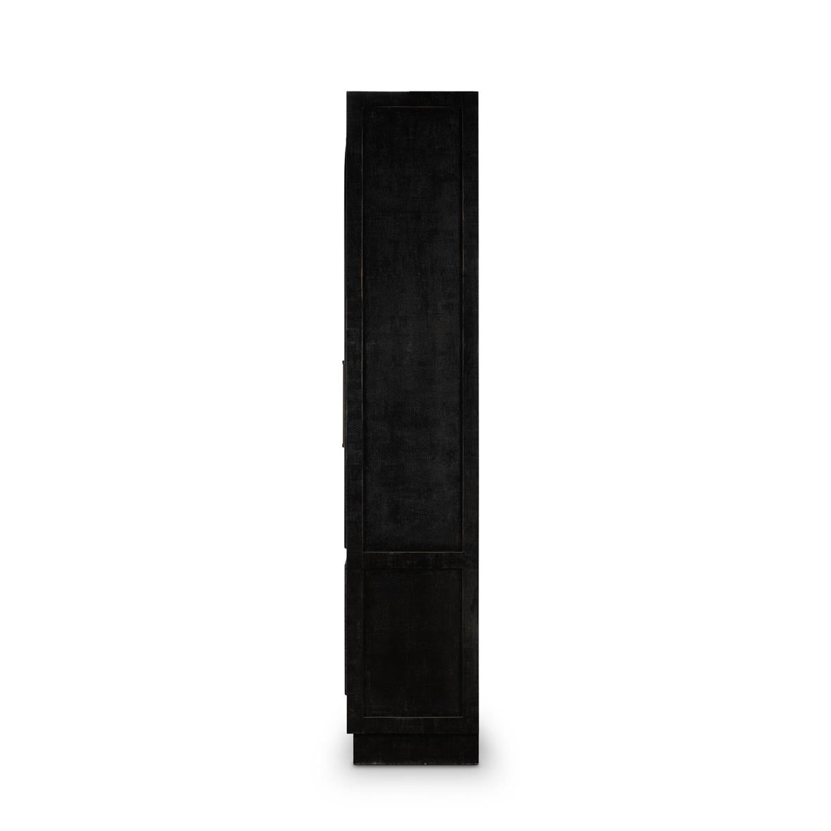 Bellamy 55" Tall 2 Door Glass Shelf Cabinet - Vintage Black + Straw Wash