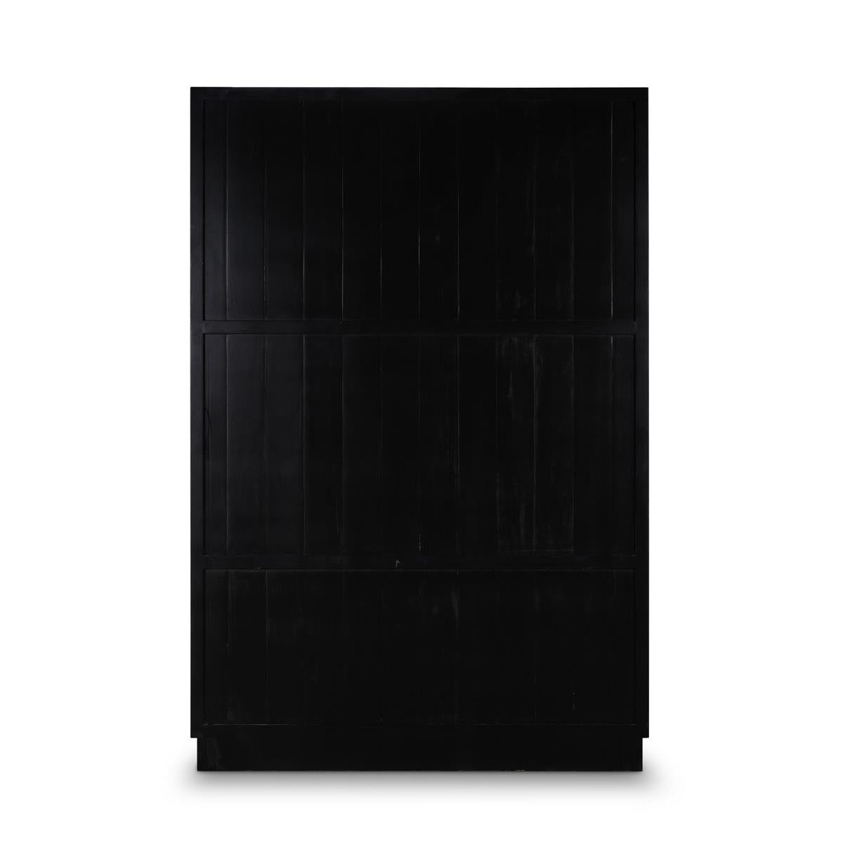 Bellamy 55" Tall 2 Door Glass Shelf Cabinet - Vintage Black + Straw Wash