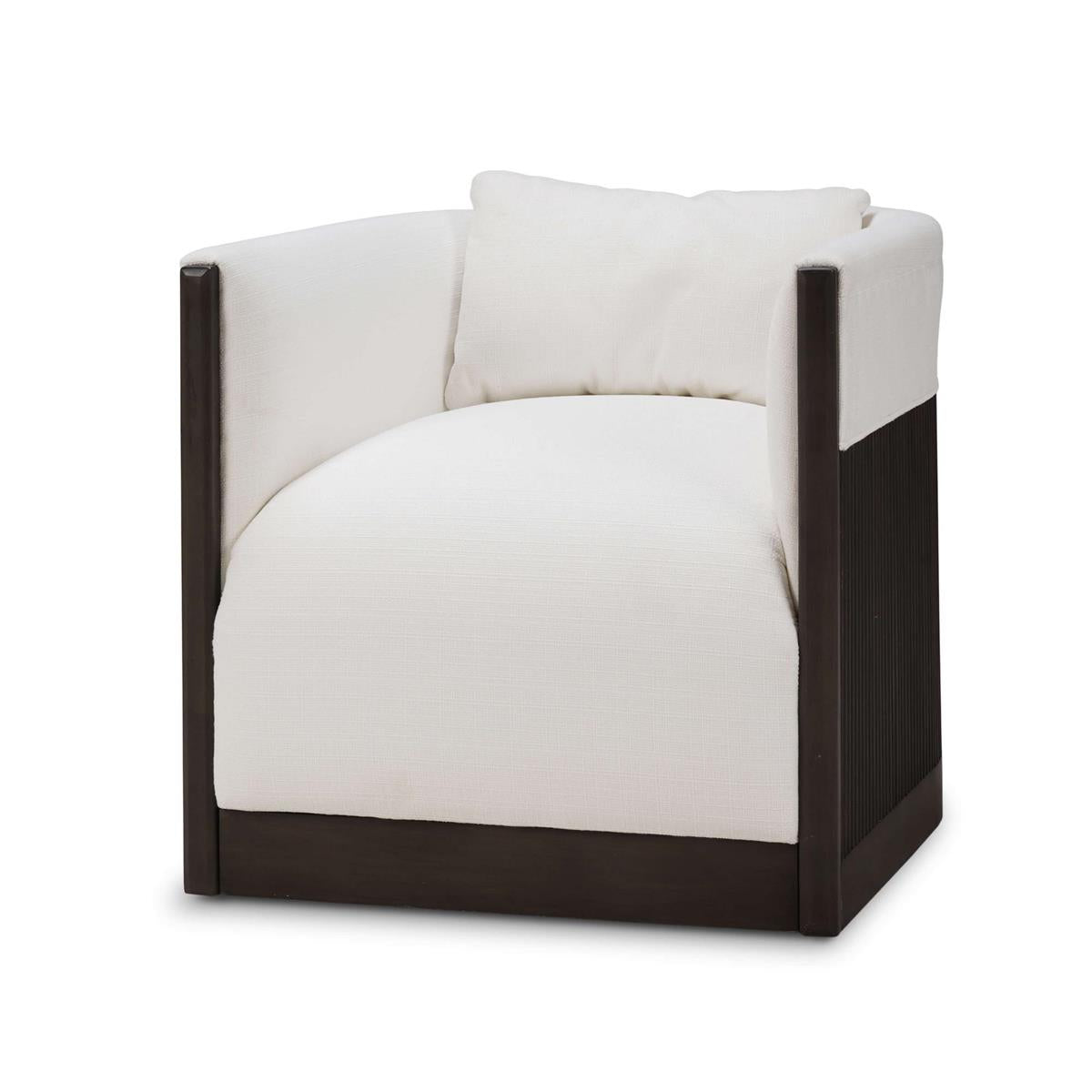 Ferris 28" Swivel Chair - Walnut + Siena Ivory Linen