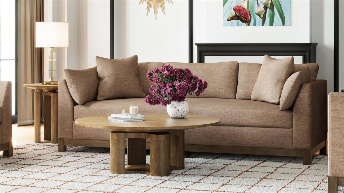 Orla 48" Mahogany Round Coffee Table - Antique French