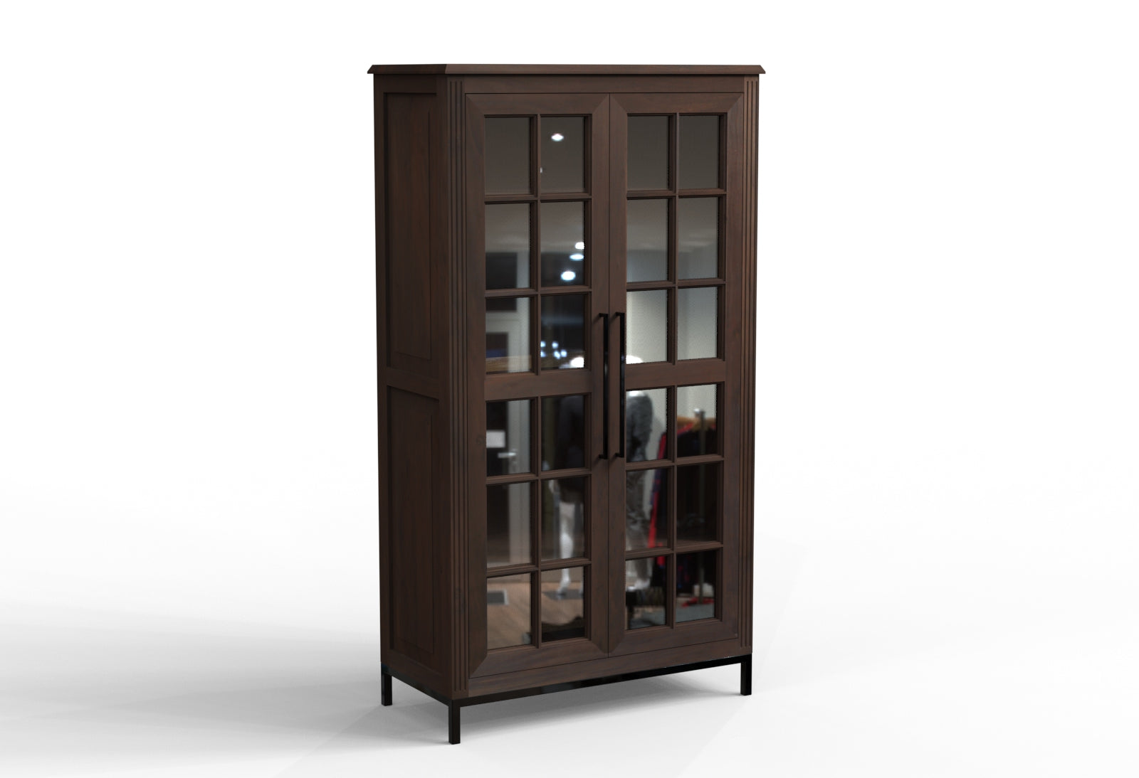 Atwell 40" 2 Door Glass Front Cabinet - Natural + Black