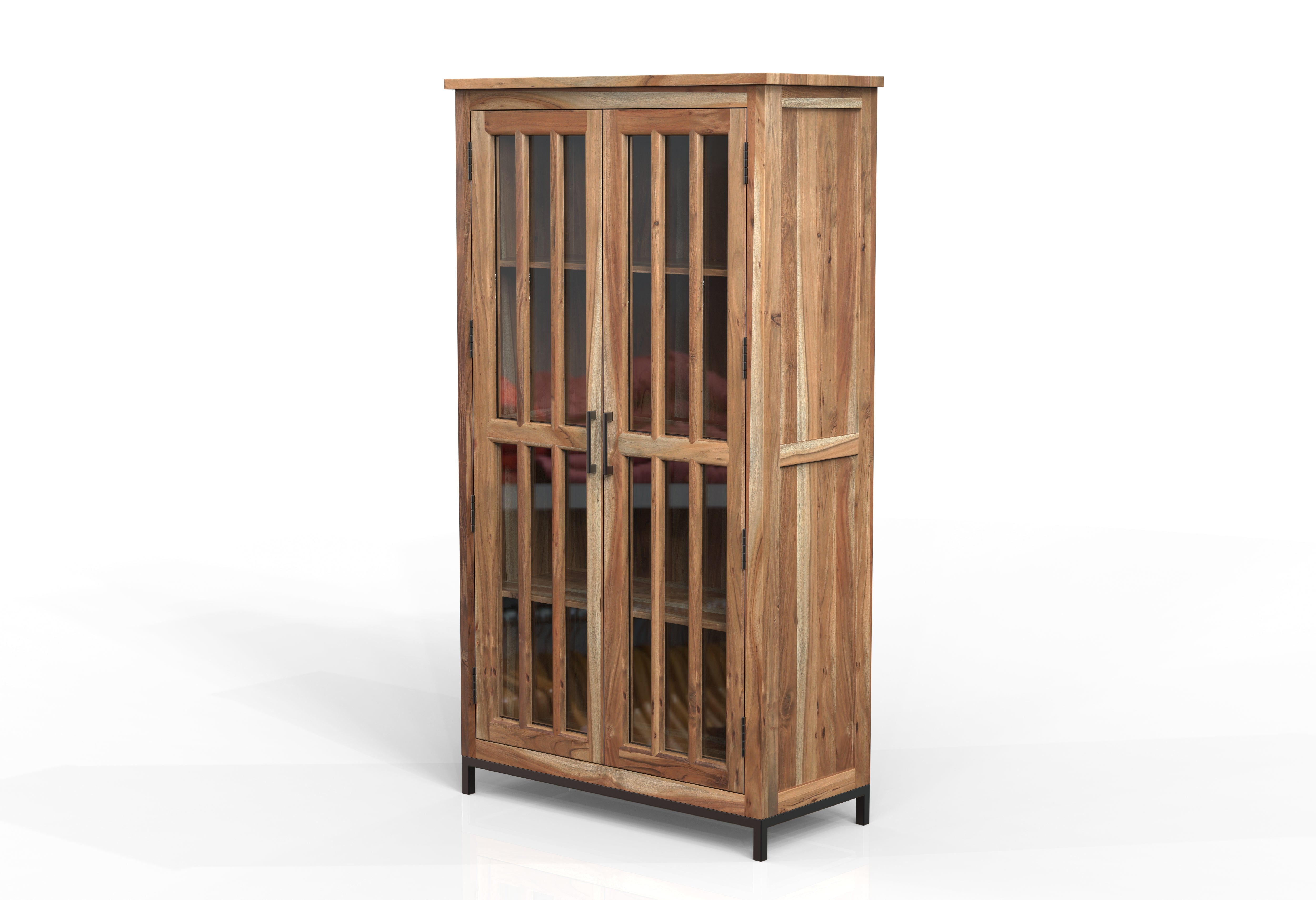 Walter 40" 2 Door Glass Front Tall Cabinet - Natural