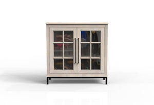 Atwell 40" 2 Door Glass Front Cabinet - New White Wash