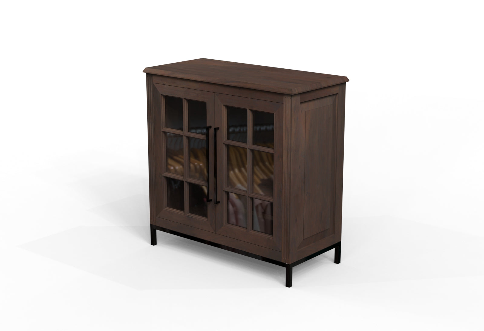 Atwell 40" 2 Door Glass Front Cabinet - Natural + Black