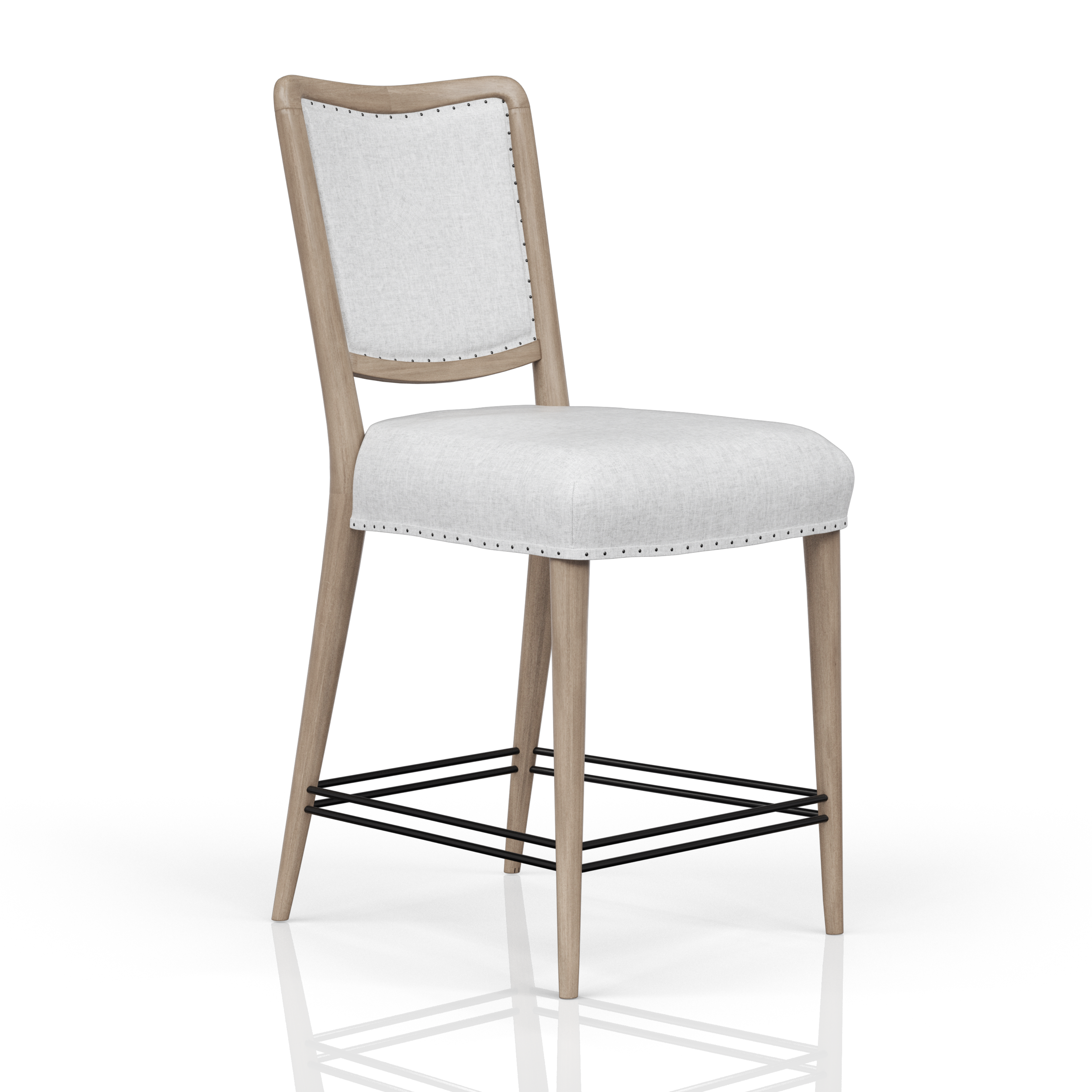 Marissa Upholstered Counter Stool - Almond + Driftwood