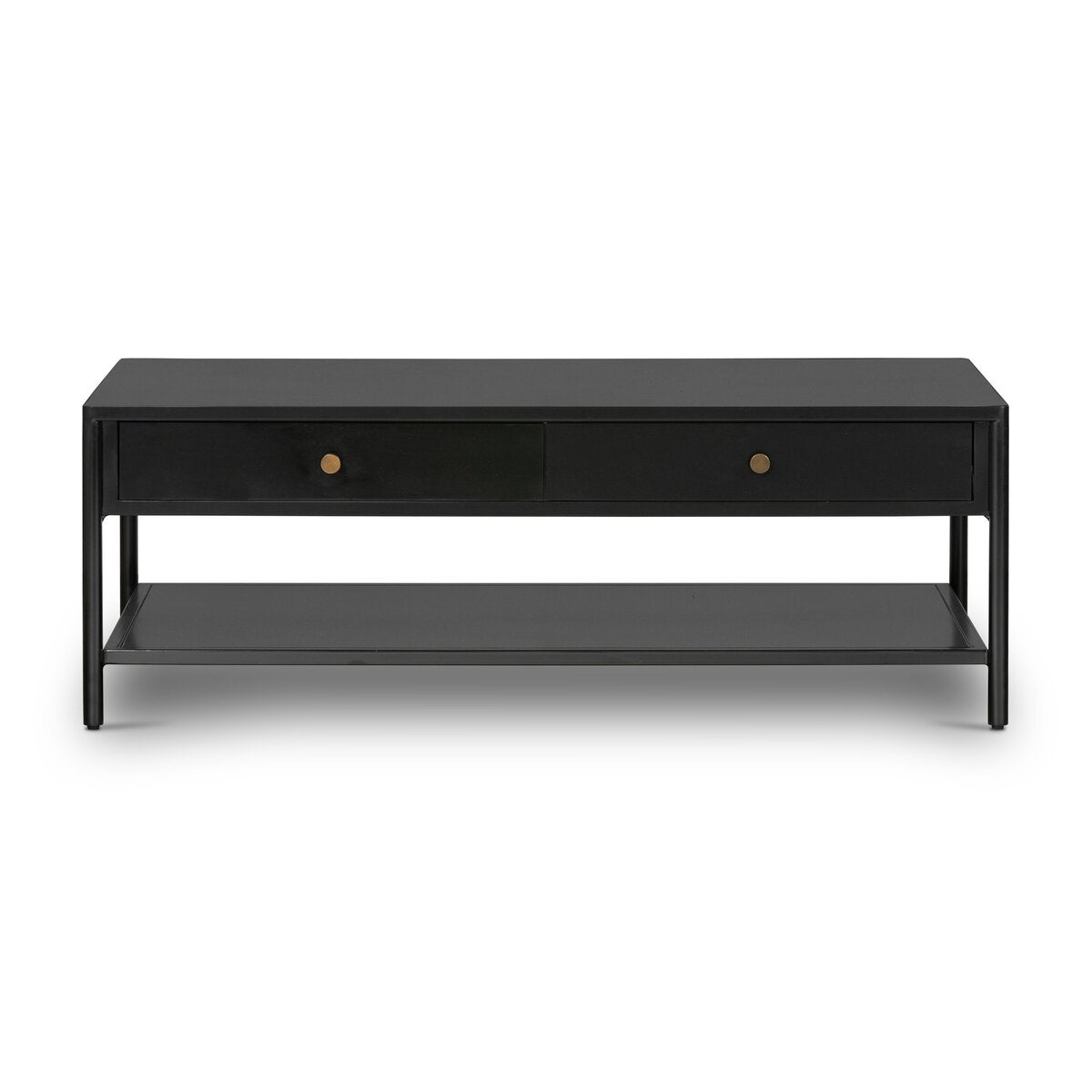 Ellington 46" 2 Drawer Coffee Table - Black Iron + Bronze