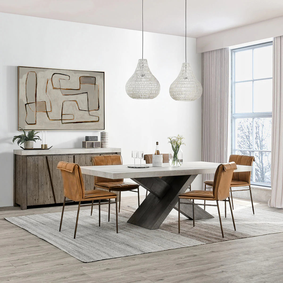 Irving 84" Reclaimed Pine + Concrete Dining Table