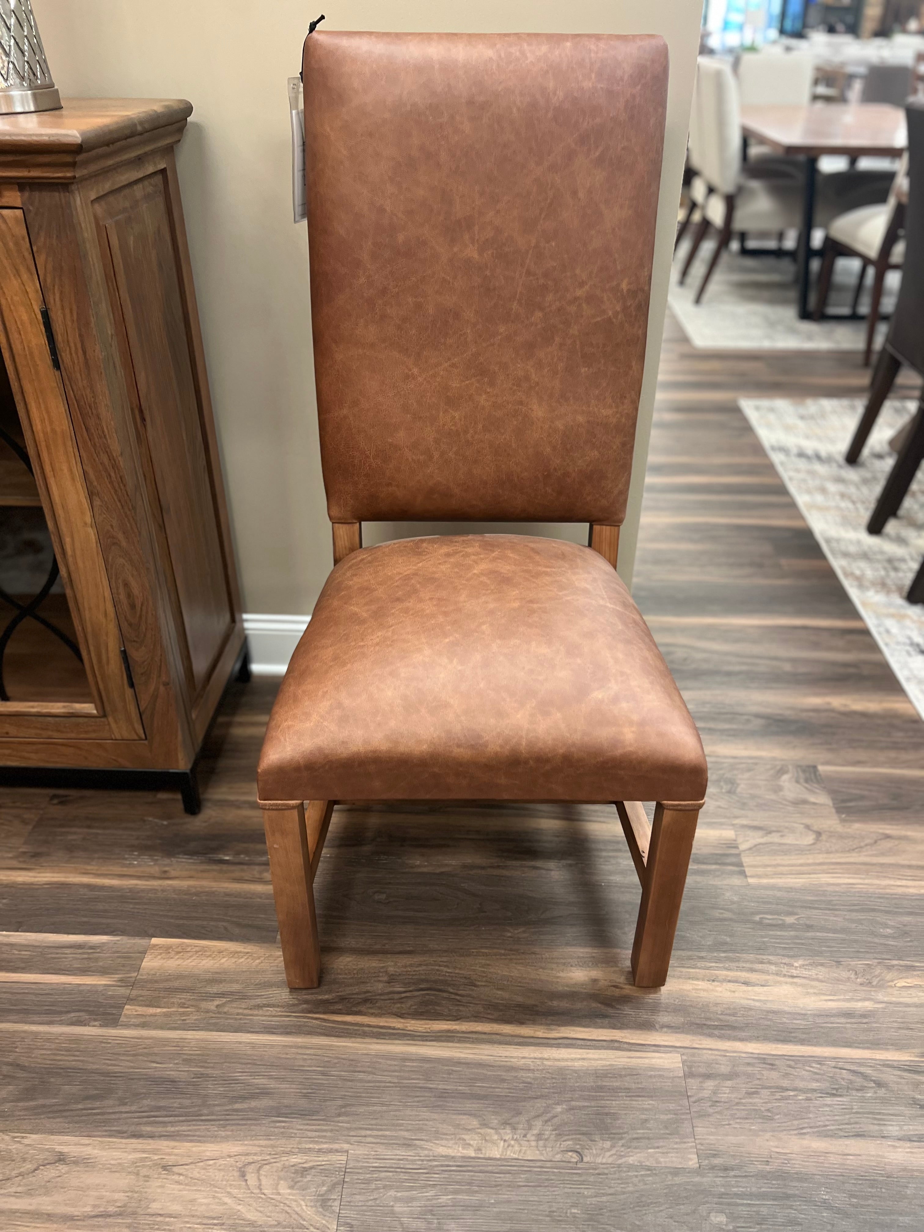 Jeremiah Top Grain Leather Dining Chair - Whiskey + Natural