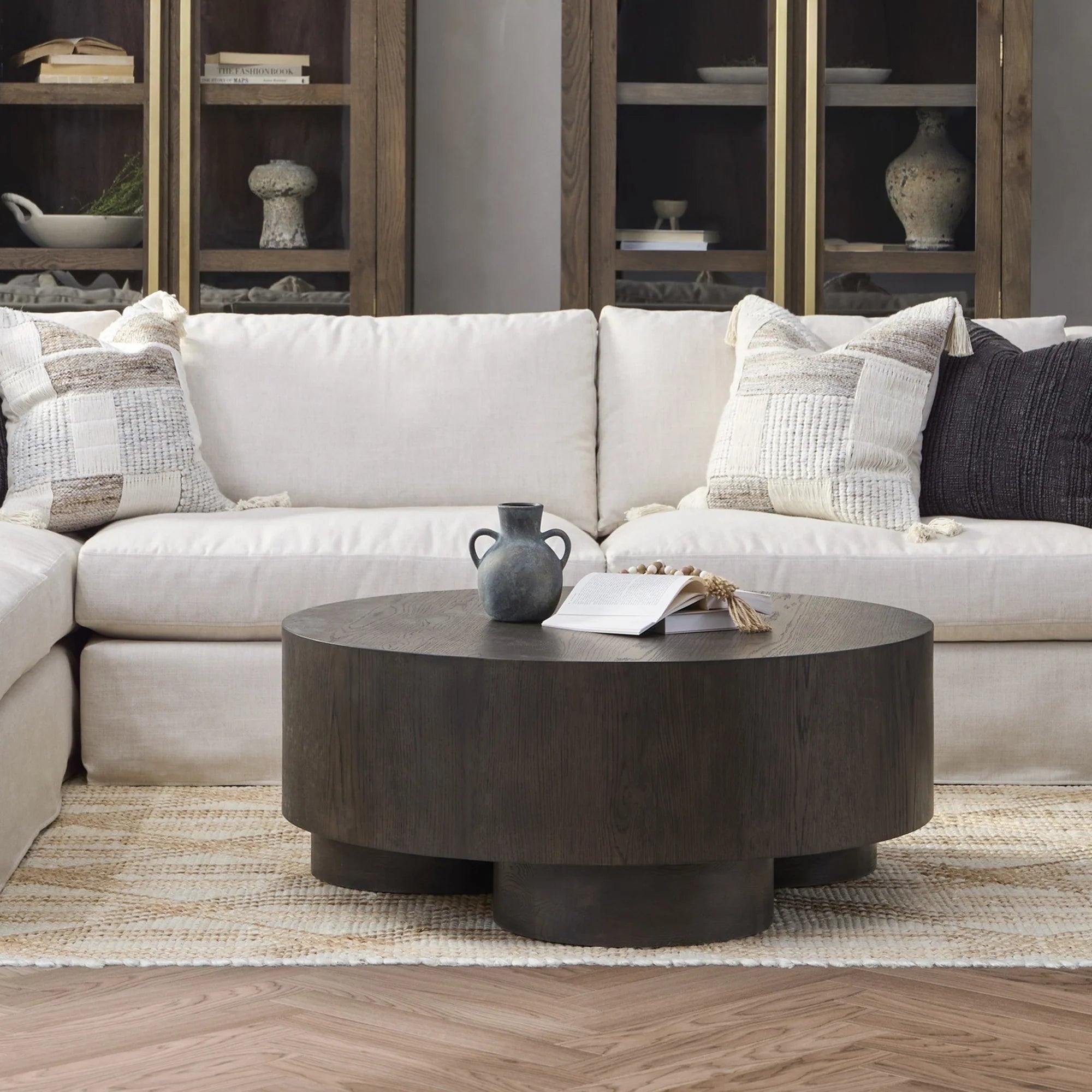 Rena 42" Round Coffee Table - Coffee Brown