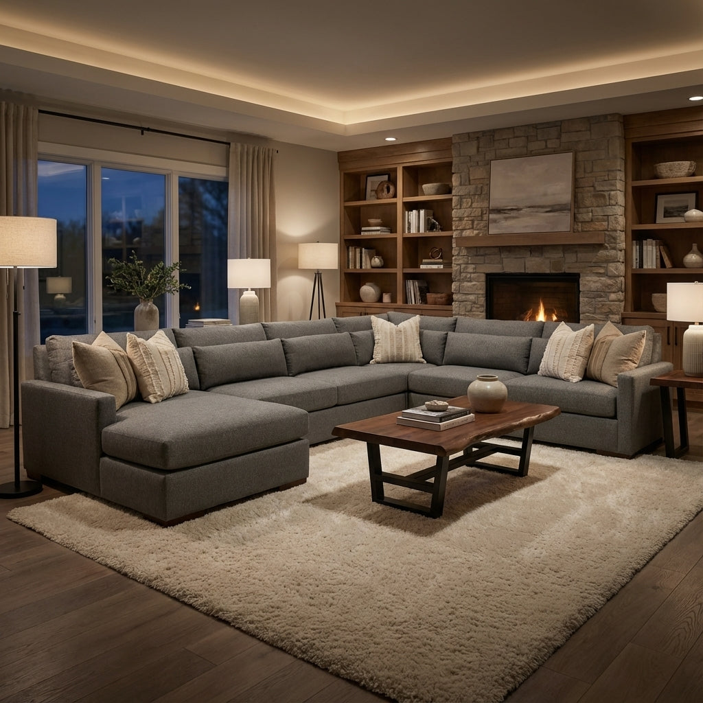 Glenda Quick Ship 170" x 130" Quick Ship Sectional + Left Arm Chaise - Crypton Pepper