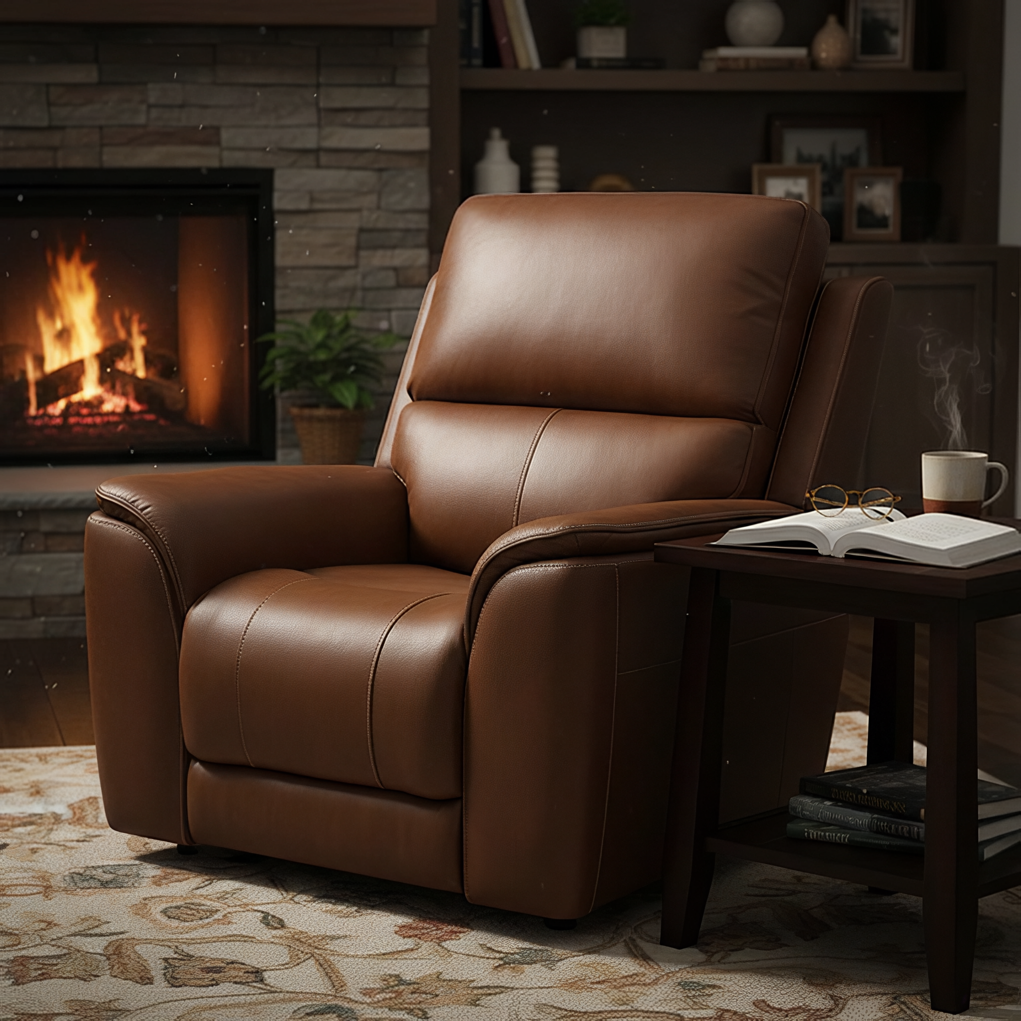 Horace 42" Top Grain Leather Power Motion Reclining Chair - Terrace Brown