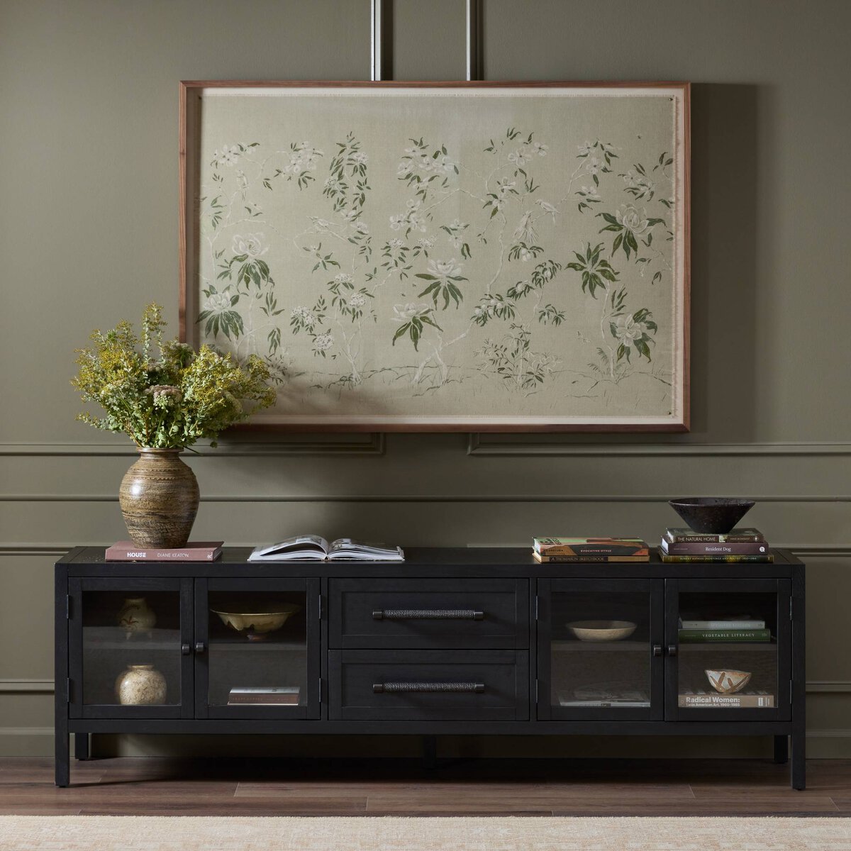 Valkyrie 84" Media Console Table - Black Oak