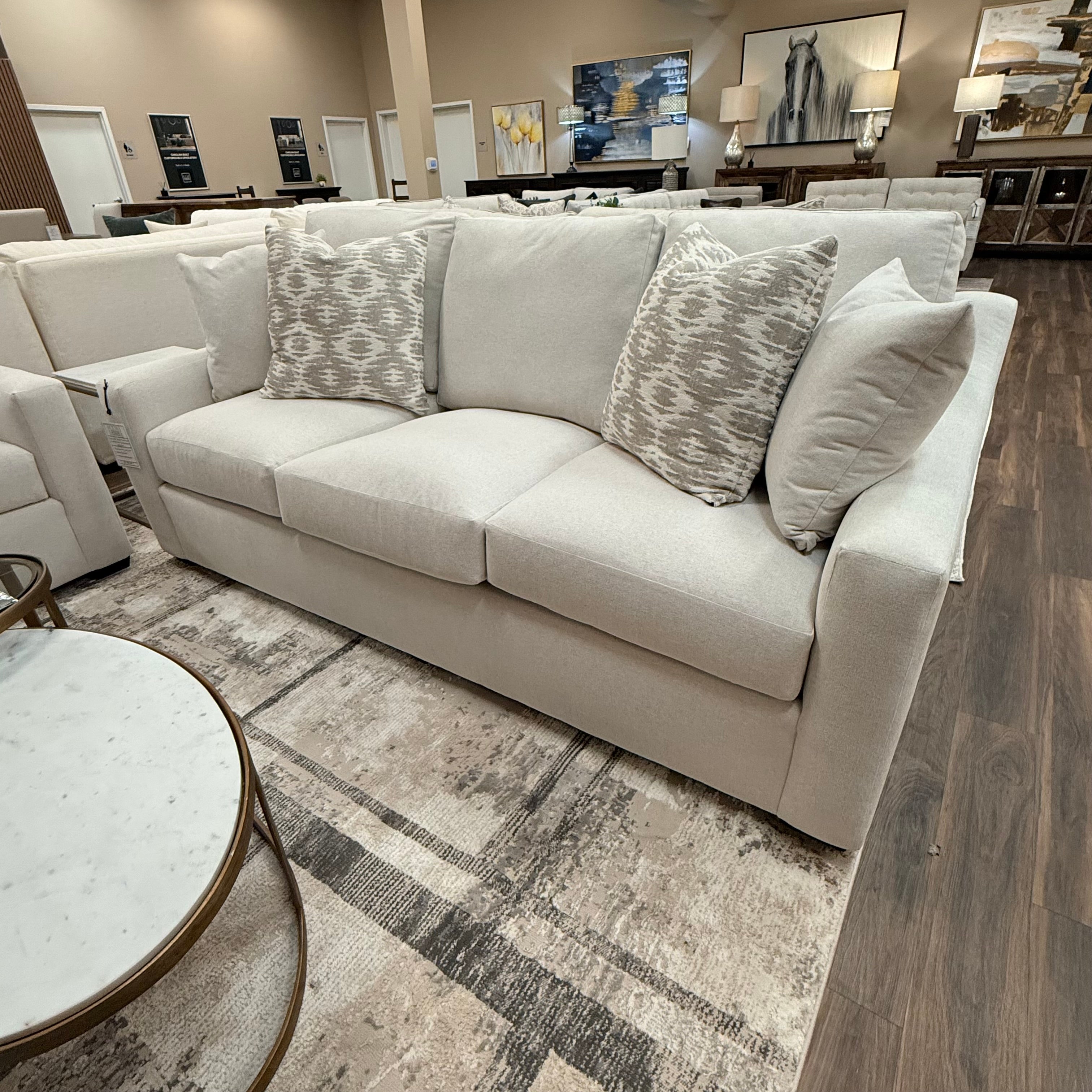 Carson 88" Sloped Track Arm 3 Cushion Sofa - Performance Alabaster