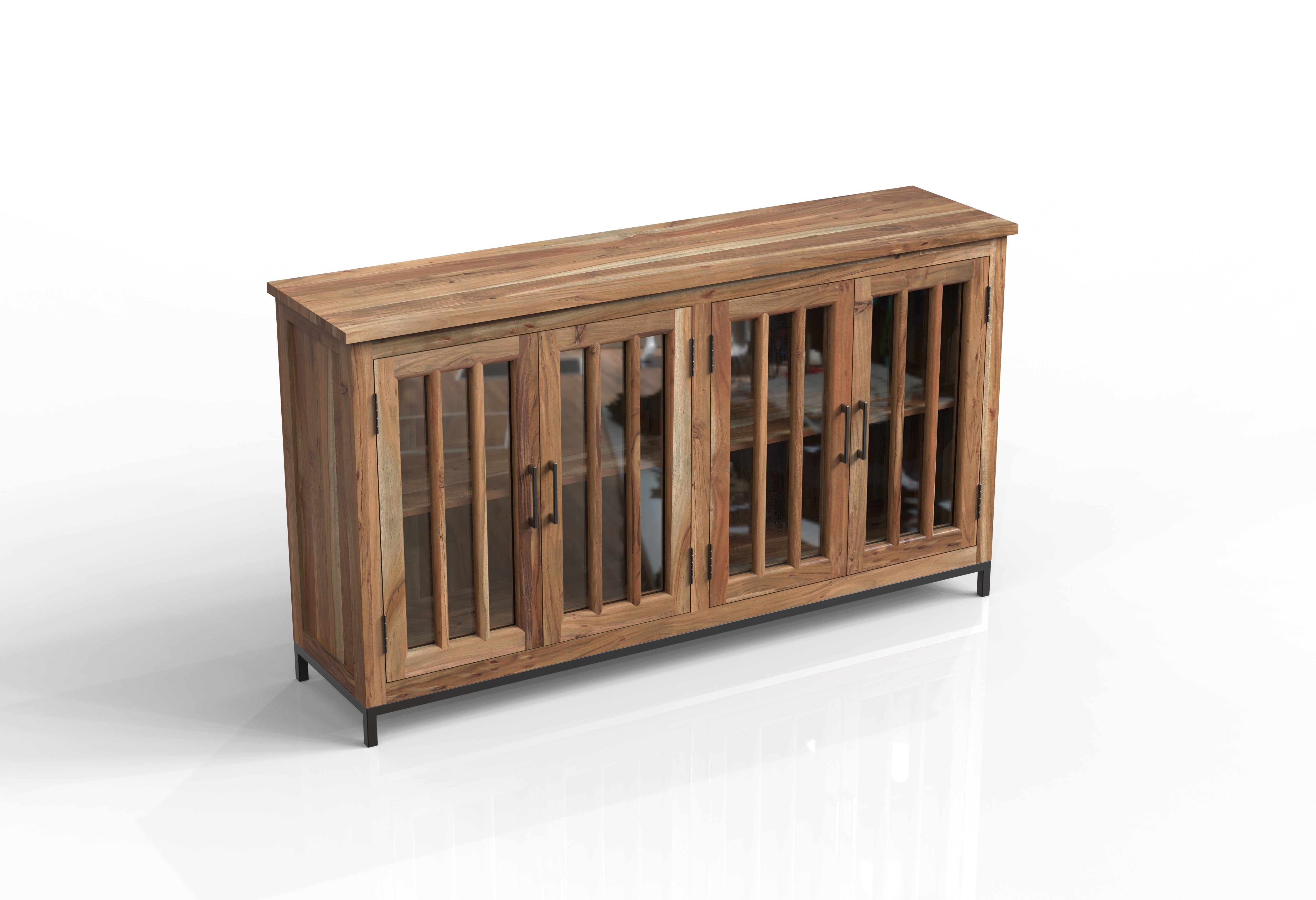 Walter 72" 4 Door Glass Front Sideboard - Natural