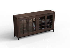 Atwell 77" 4 Door Glass Front Sideboard - Natural + Black
