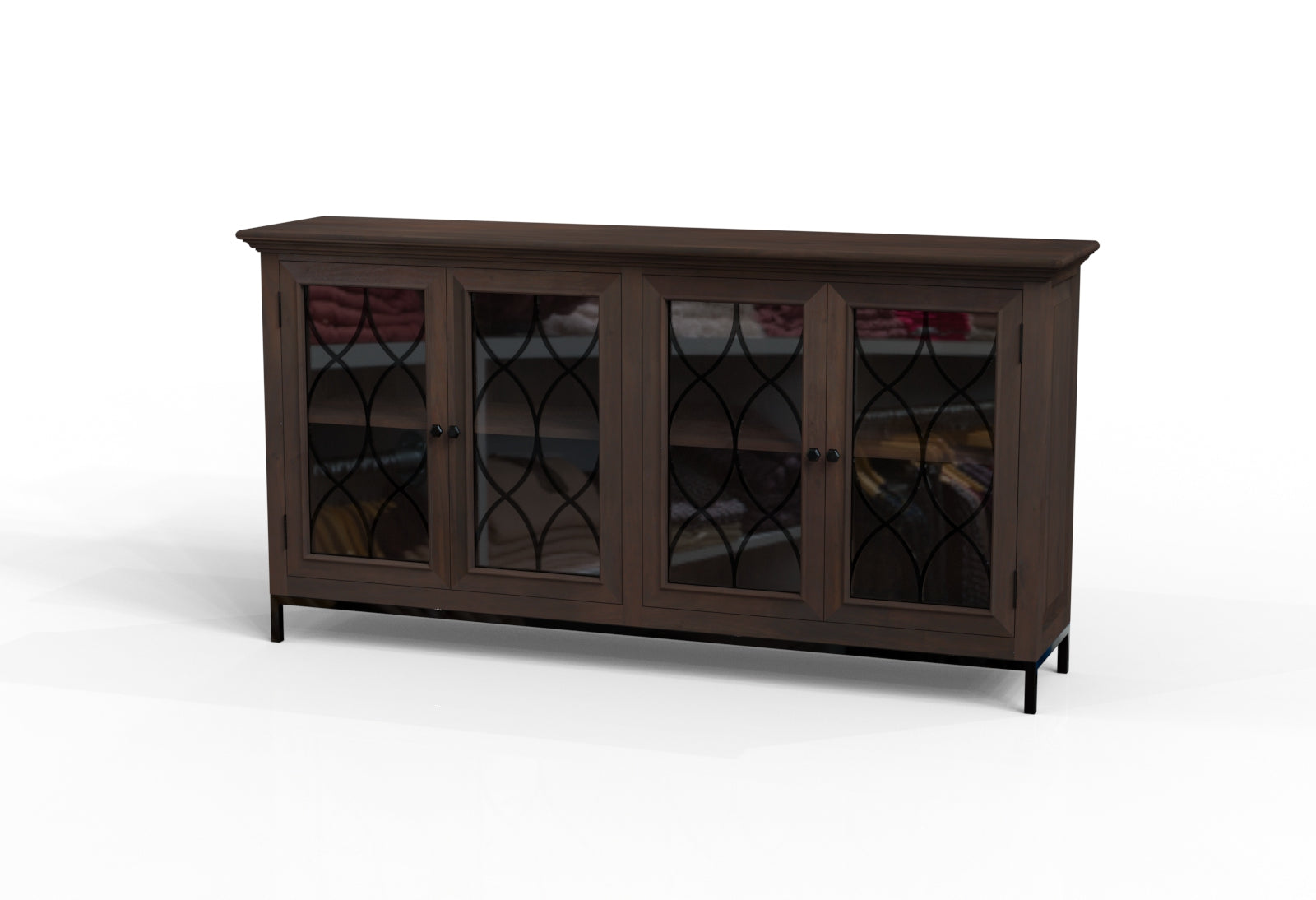 Eliza 82" 4 Door Glass Front Sideboard - Natural + Black