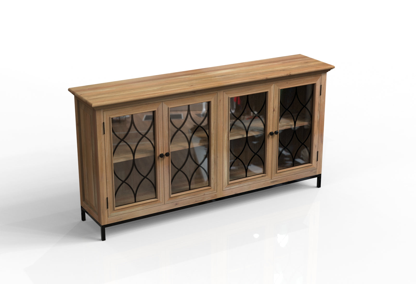 Eliza 82" 4 Door Glass Front Sideboard - Natural + Gray