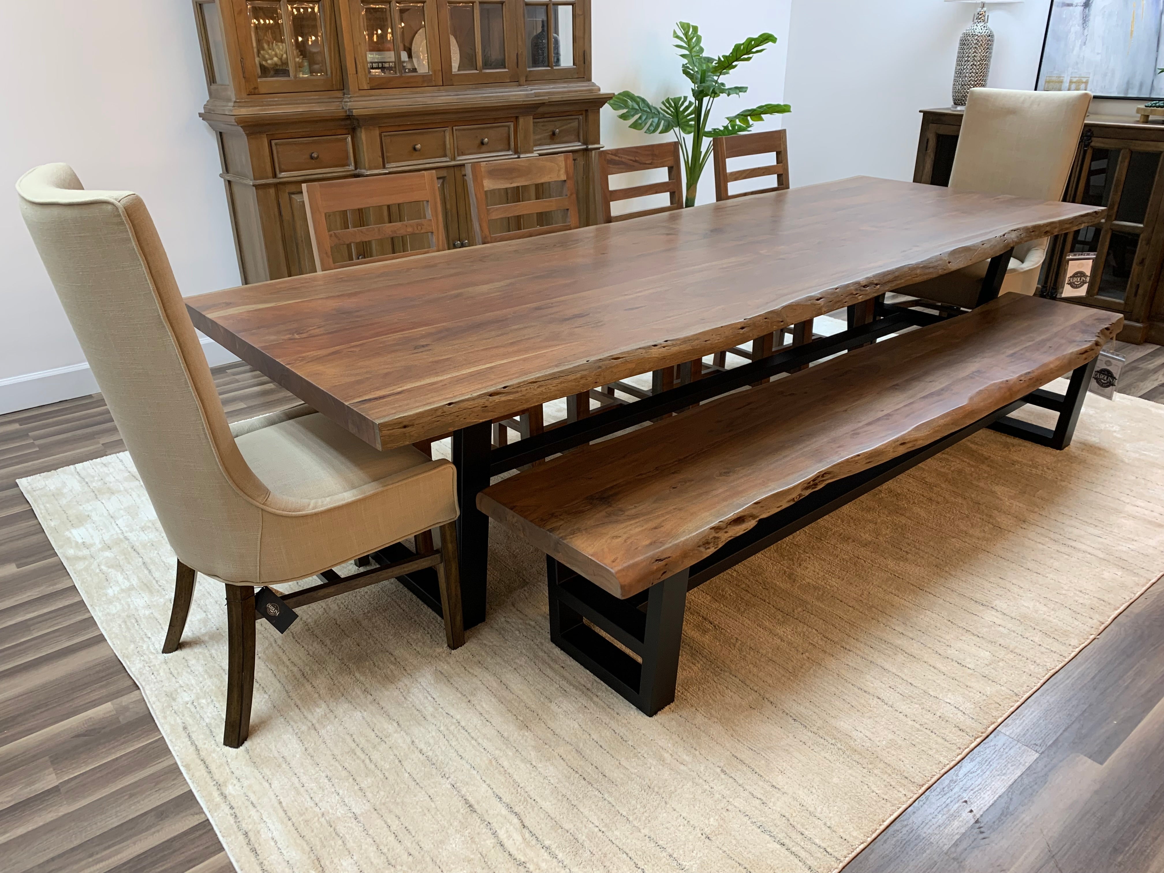 Malcolm Acacia 108" Live Edge Dining Table - Natural + Gray