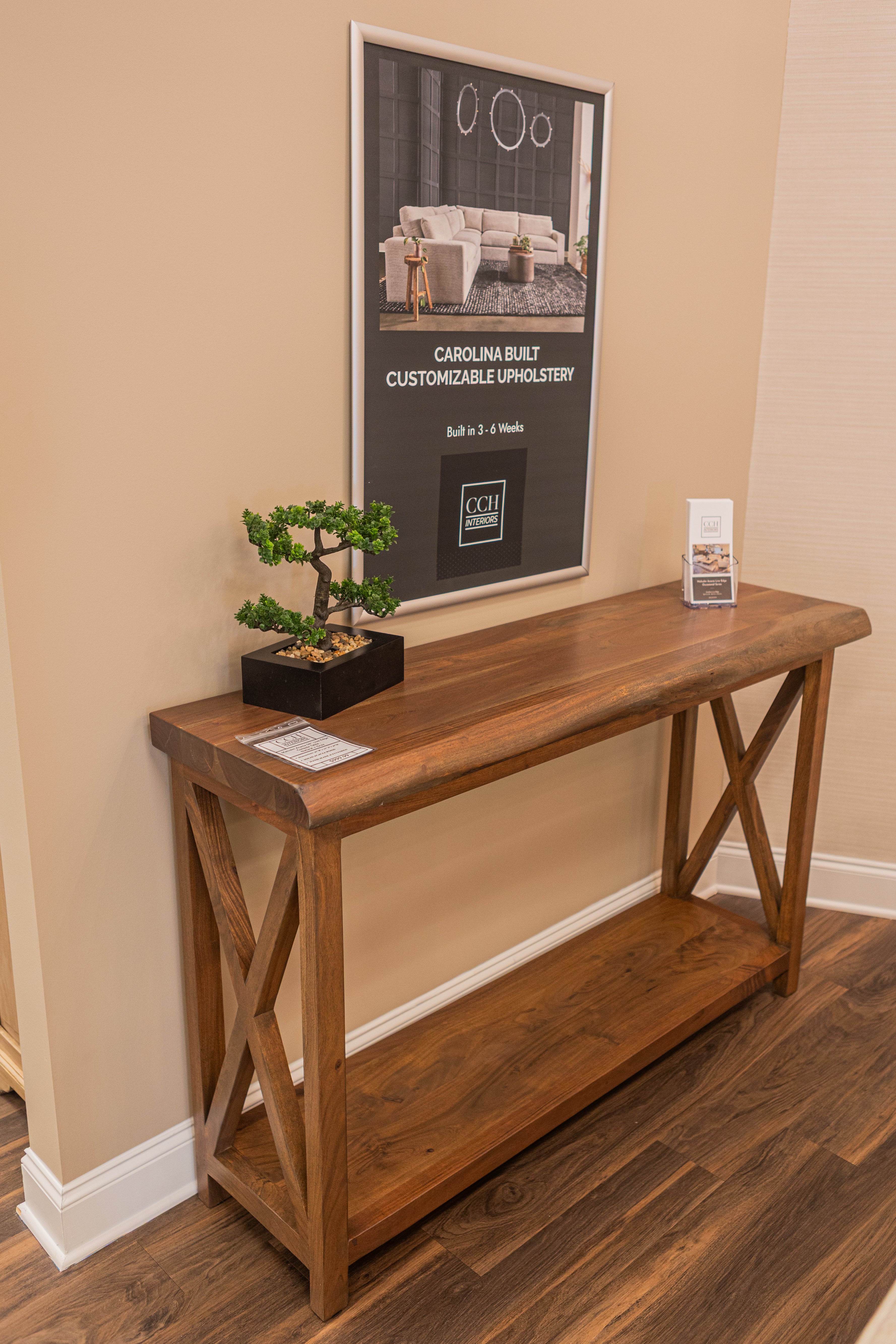 Malcolm Acacia 56" Live Edge Console Table - Natural + Gray