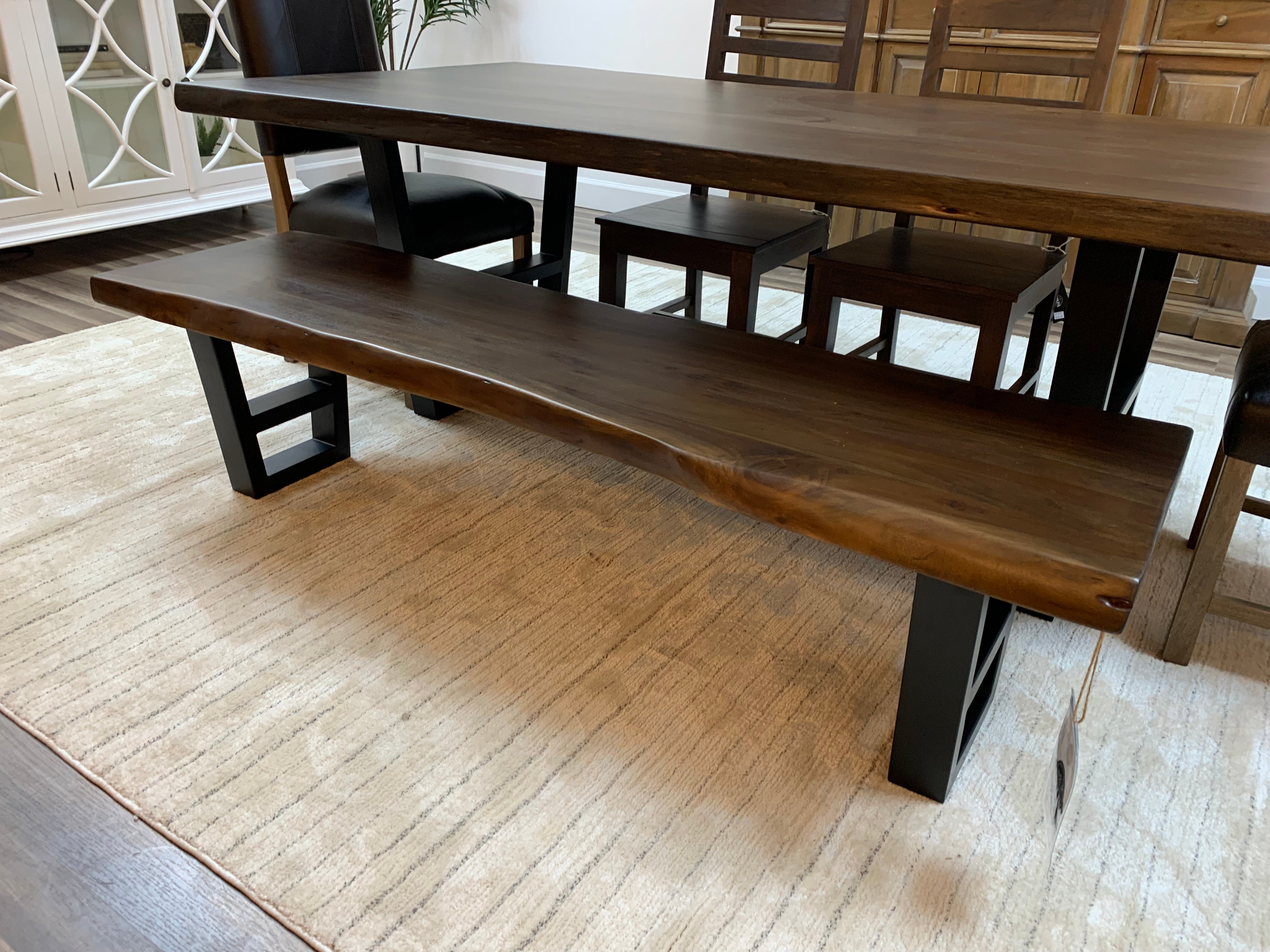 Malcolm Acacia Live Edge Dining Bench - Natural + Black