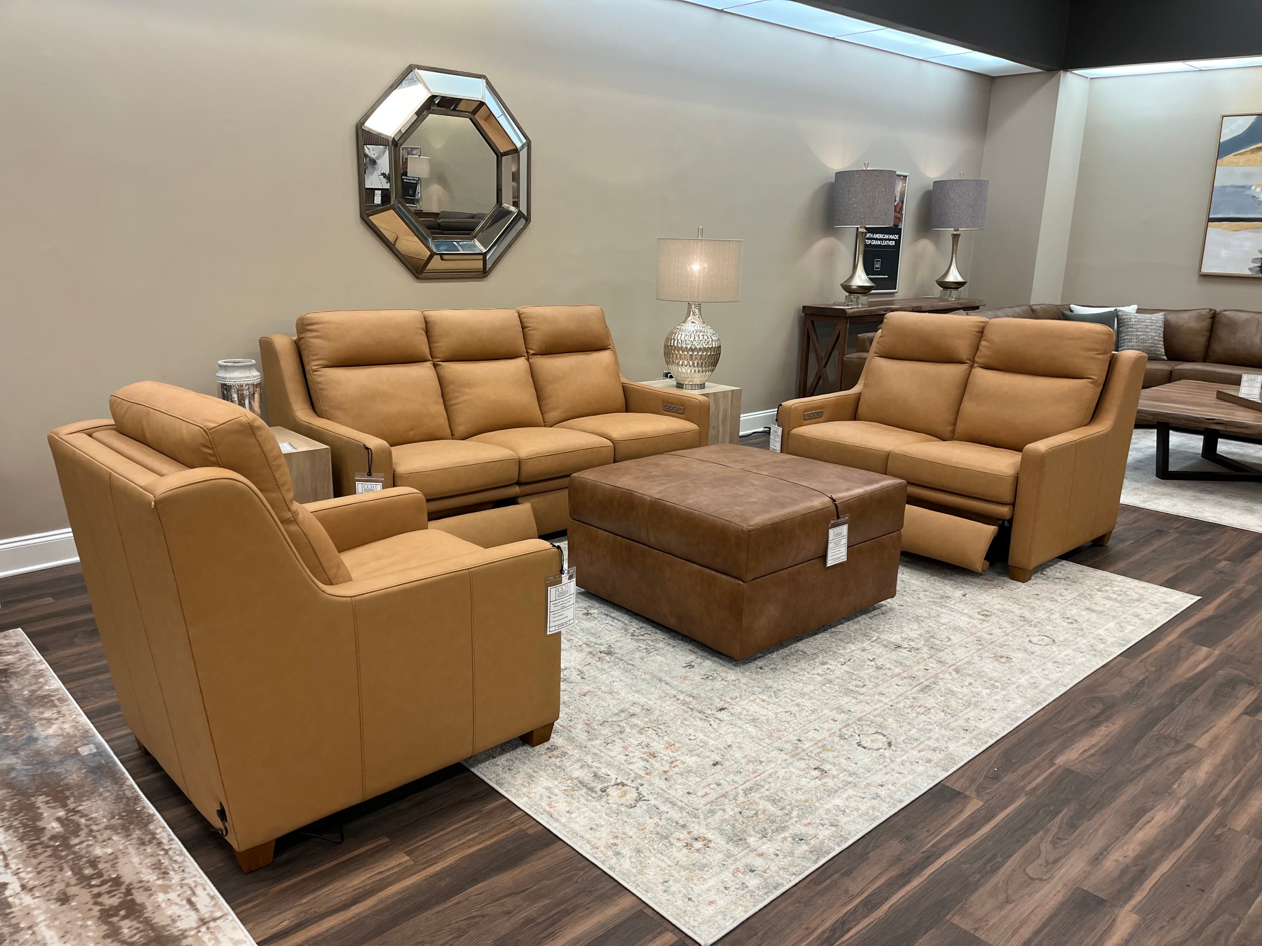 Fraser 55" Top Grain Power Motion Reclining Loveseat - Camel