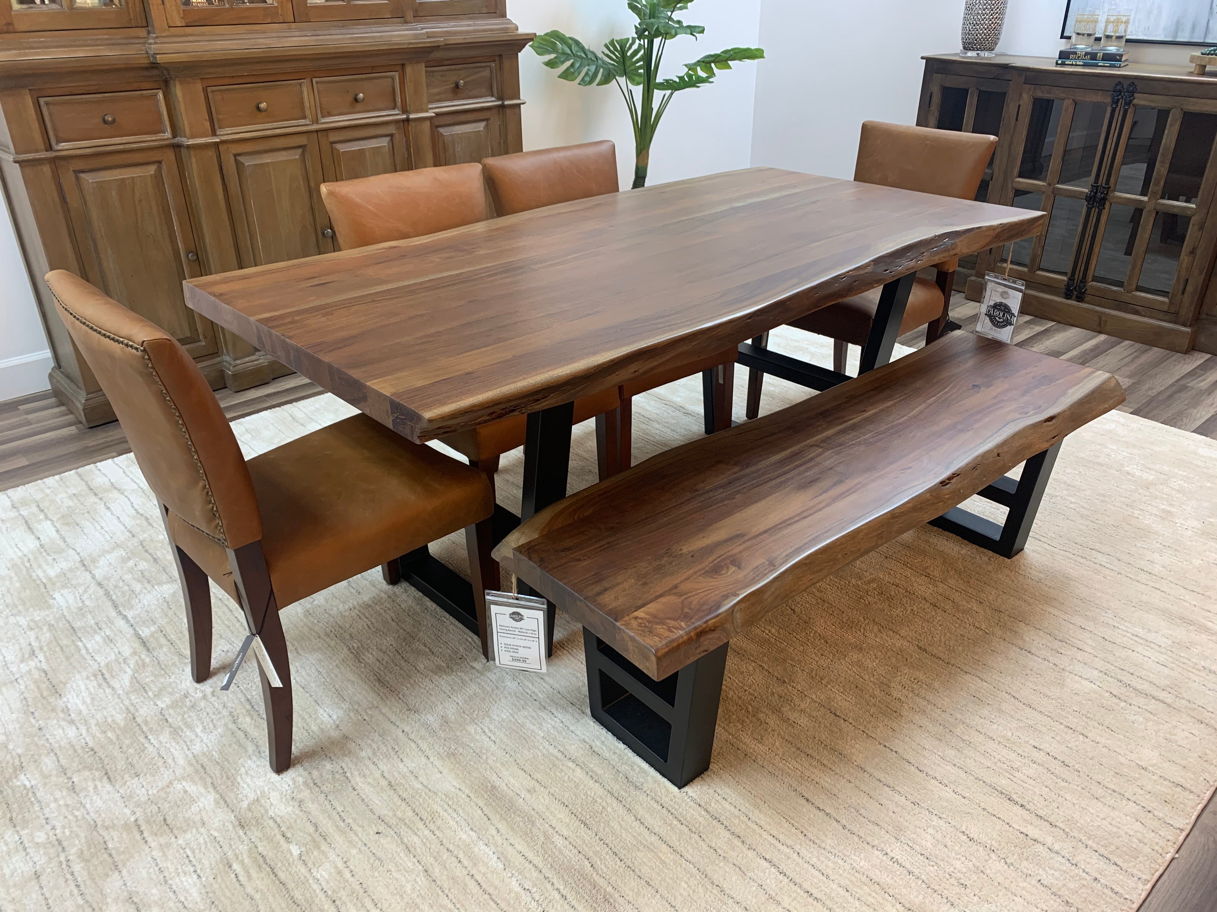 Malcolm Acacia 72" Live Edge Dining Table - Natural + Gray