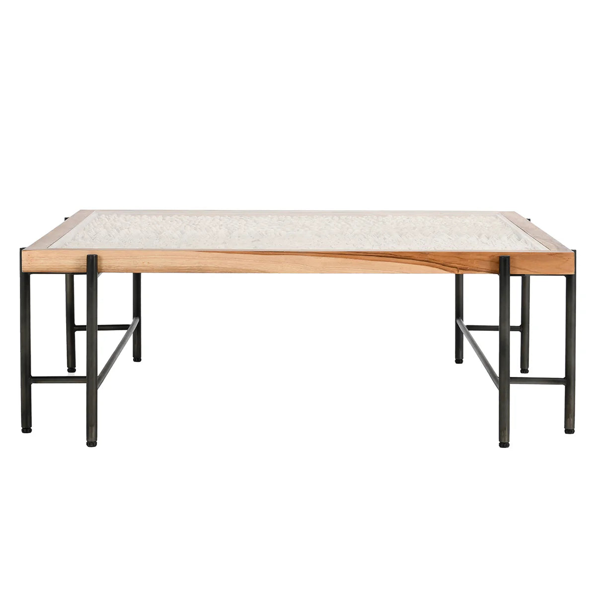 Maryam 50" Teak Square Coffee Table - Natural + Black