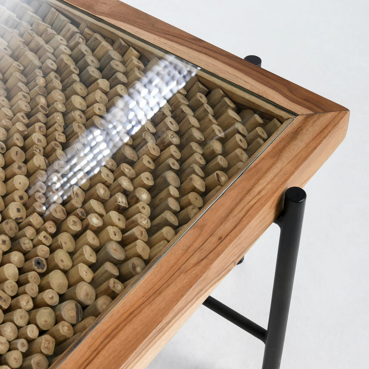 Maryam 50" Teak Square Coffee Table - Natural + Black