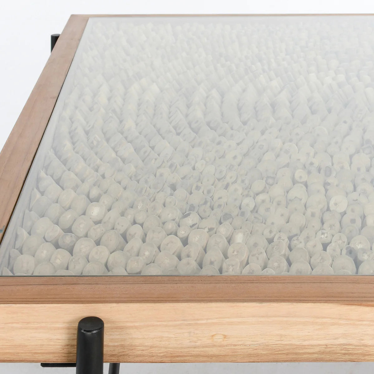 Maryam 50" Teak Square Coffee Table - Natural + Black