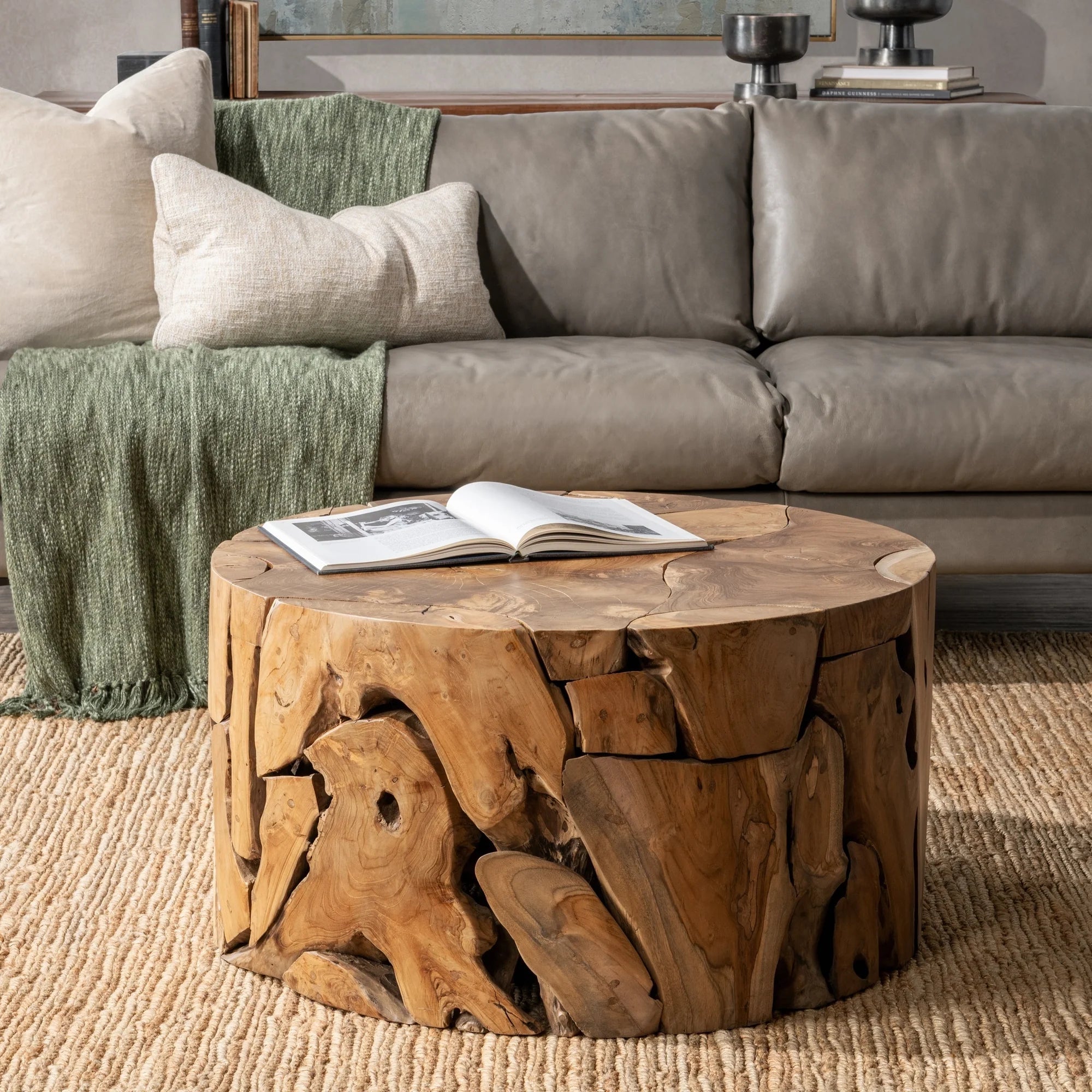 Daphene 32" Solid Wood Round Coffee Table - Natural
