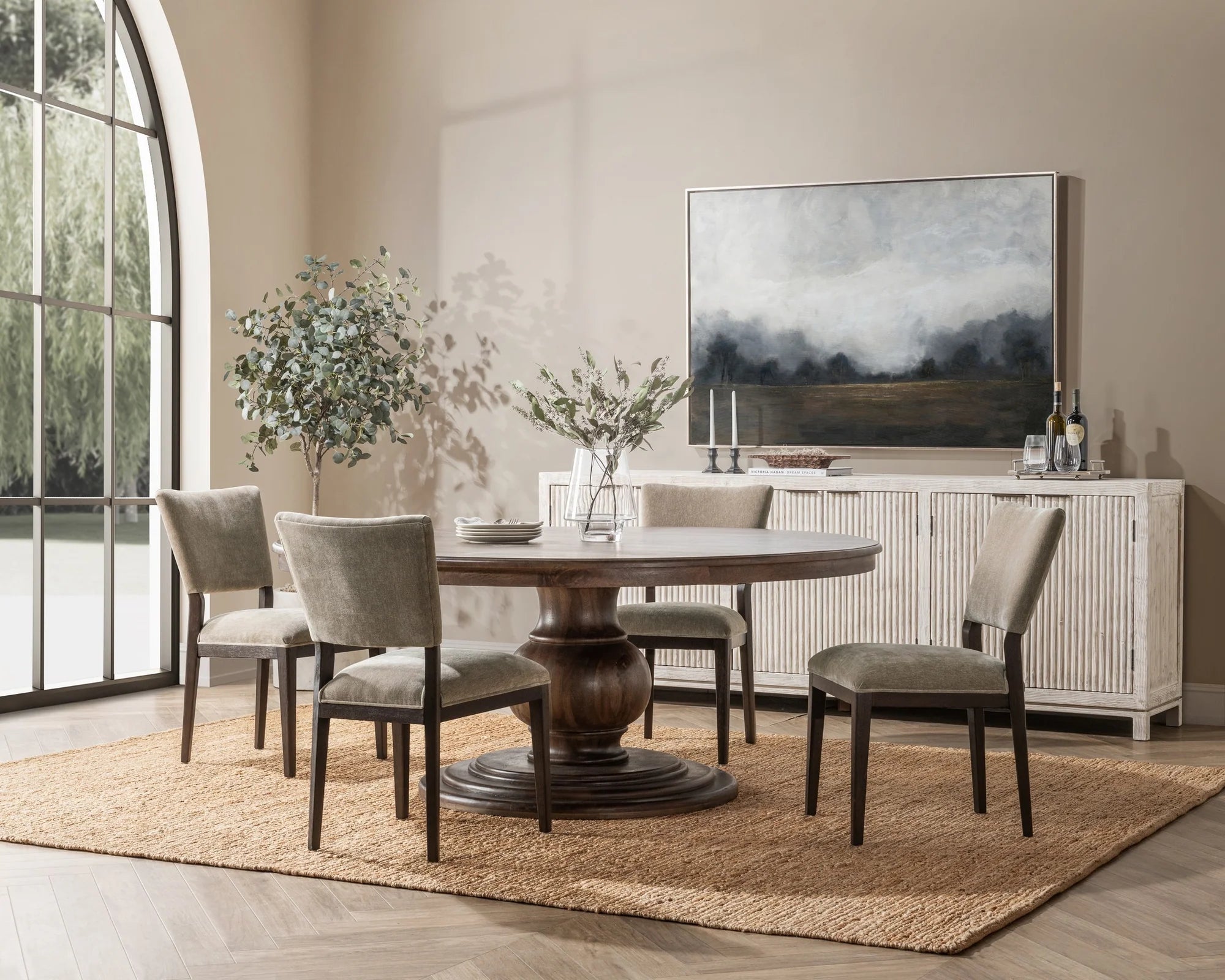 Aidan 72" Round Dining Table - Burnish Brown