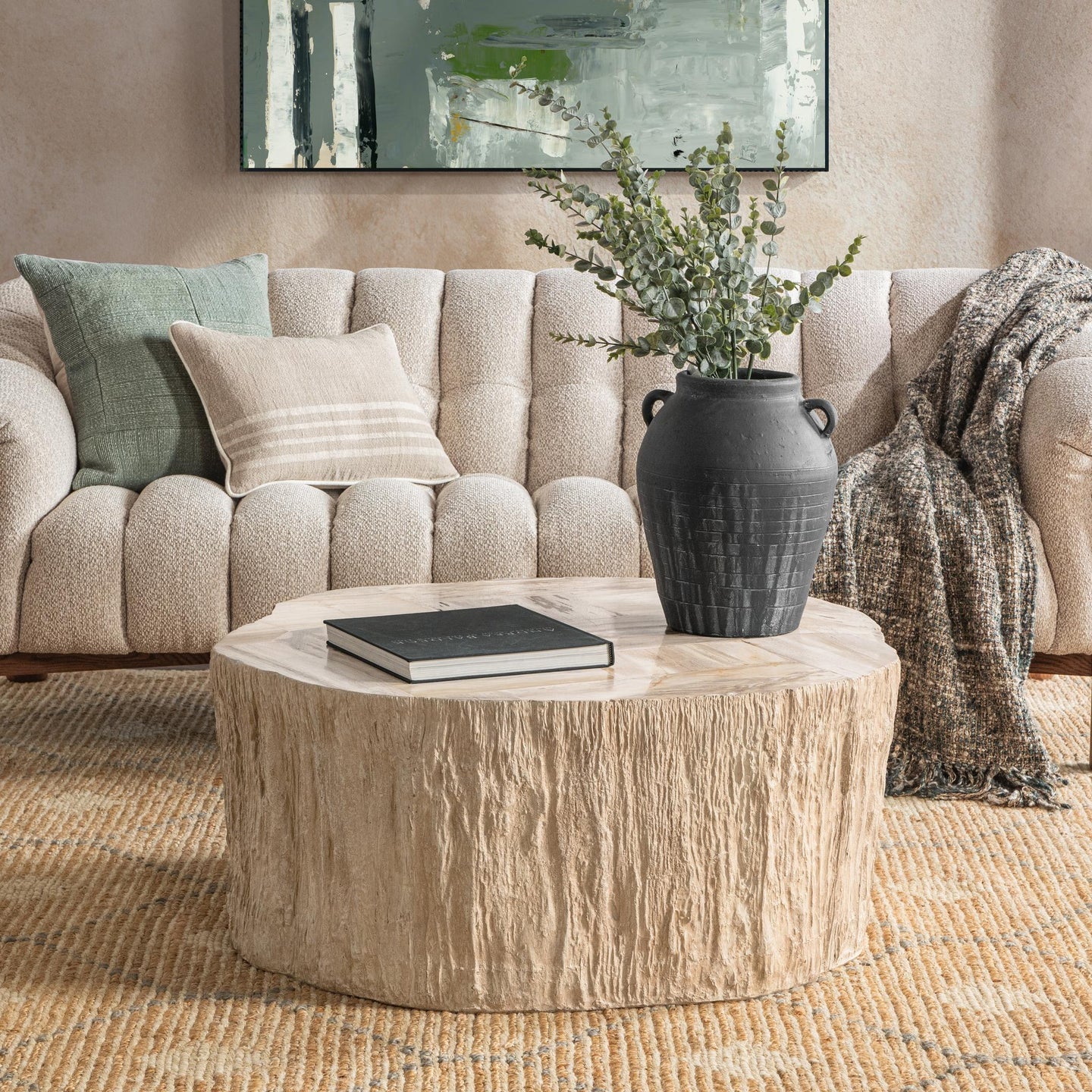 Mossi 38" Petrified Wood Coffee Table - Coastal Birch