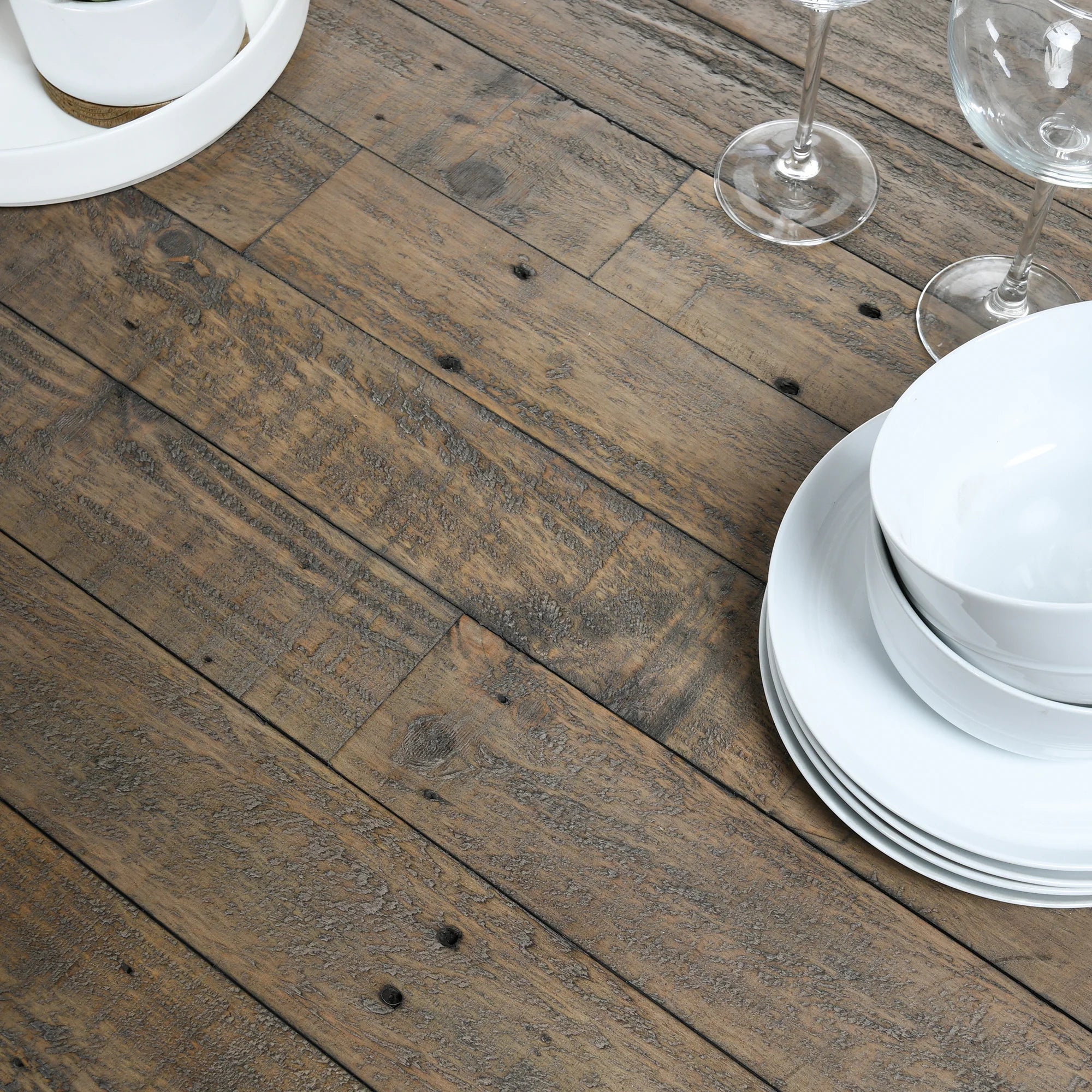 Modesto 84" - 106" Reclaimed Pine Extension Dining Table - Charcoal Wash
