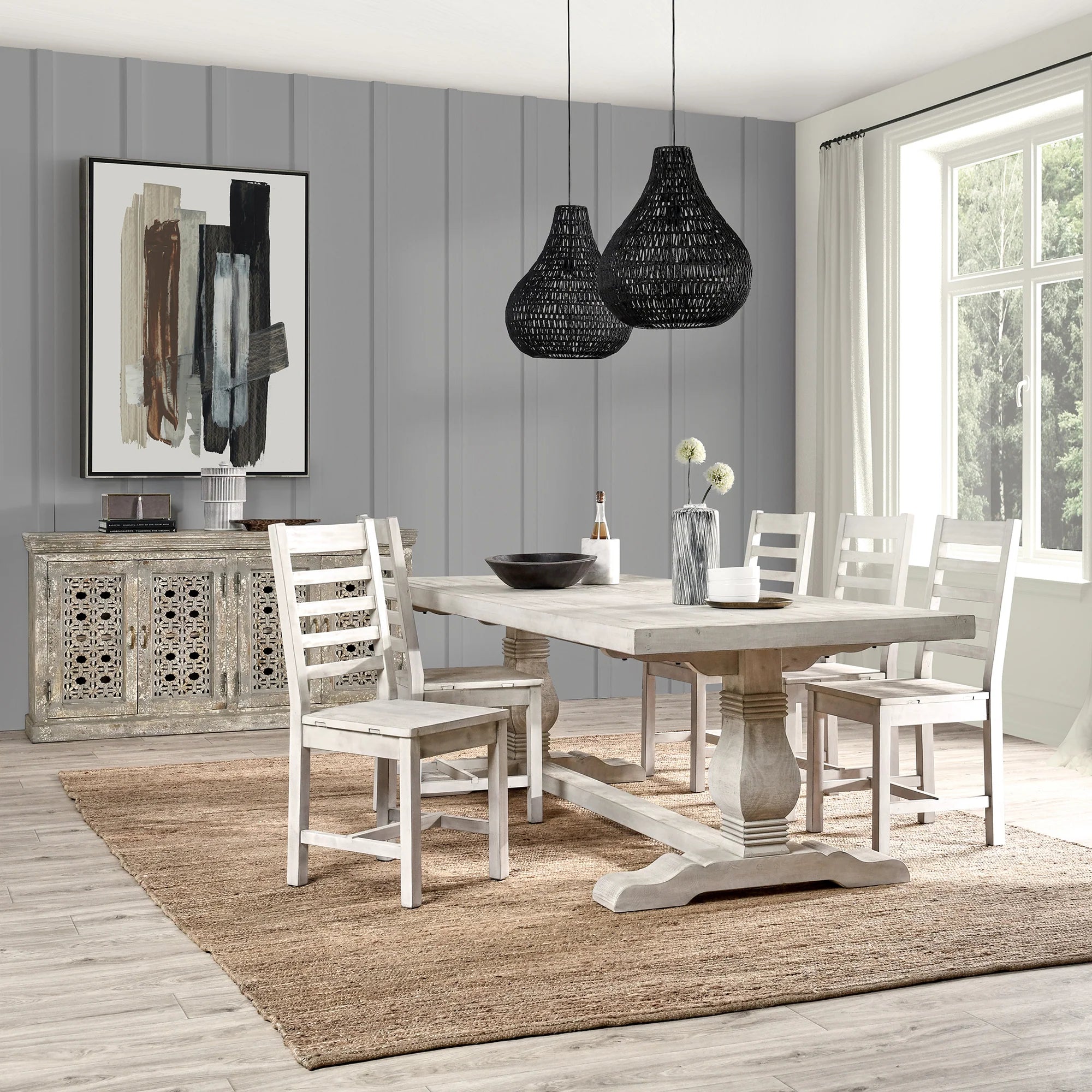 Luke 94" Reclaimed Pine Dining Table - Ivory Wash