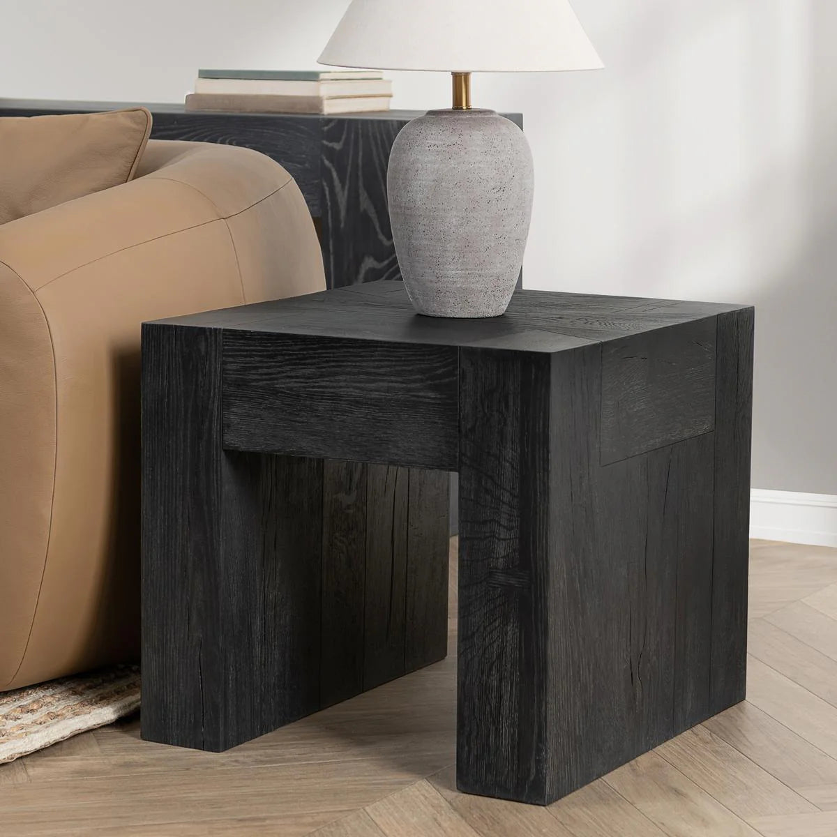 Bristow 24" Oak Square End Table - Aged Black