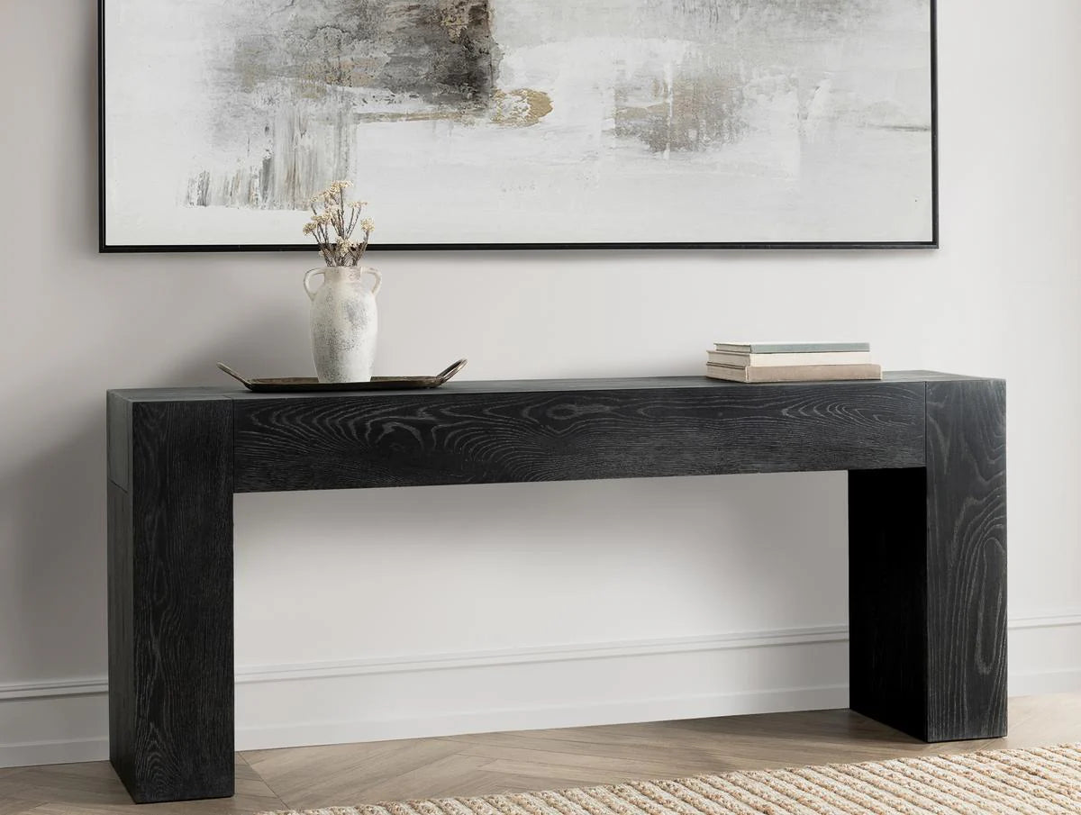 Bristow 72" Oak Console Table - Aged Black