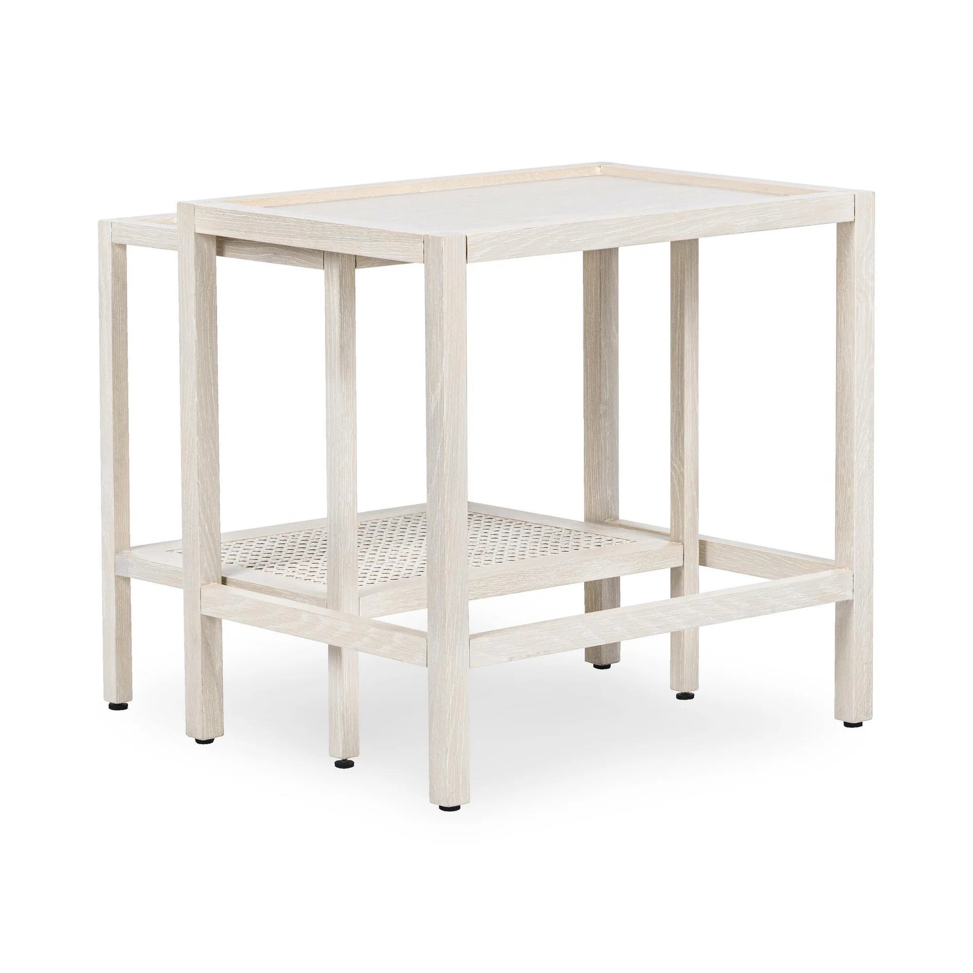 Dabney 22" Oak Nesting End Tables - Milk White