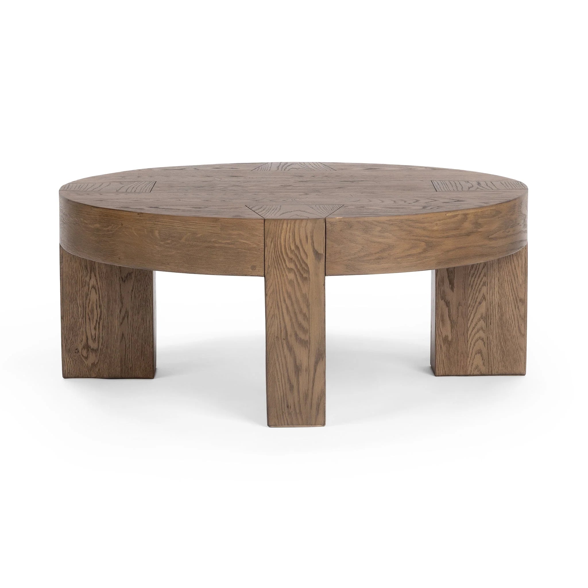 Bristow 44" Round Reclaimed Oak Coffee Table - Warm Natural