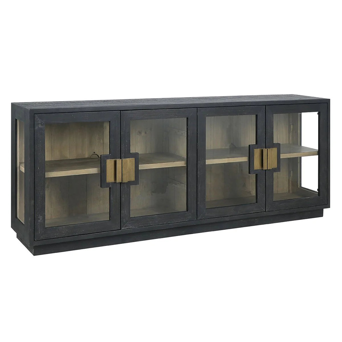 Mesa 90" 4 Door Glass Sideboard - Carbon Black